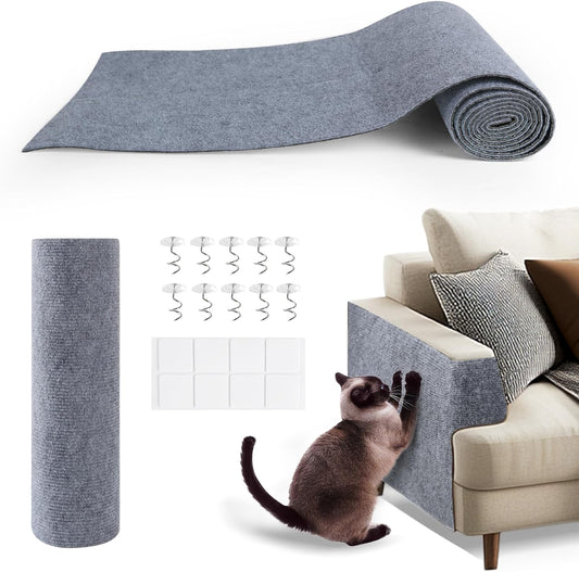 78.7"x15.8"Self-Adhesive Climbing Cat Scratch Protector Pads - Trimmable Furniture Guard for Sofa, Walls & Floors, DIY Cat Tree/Tower/Bed, Replaceable Scratch-Resistant Mats (Light Gray)