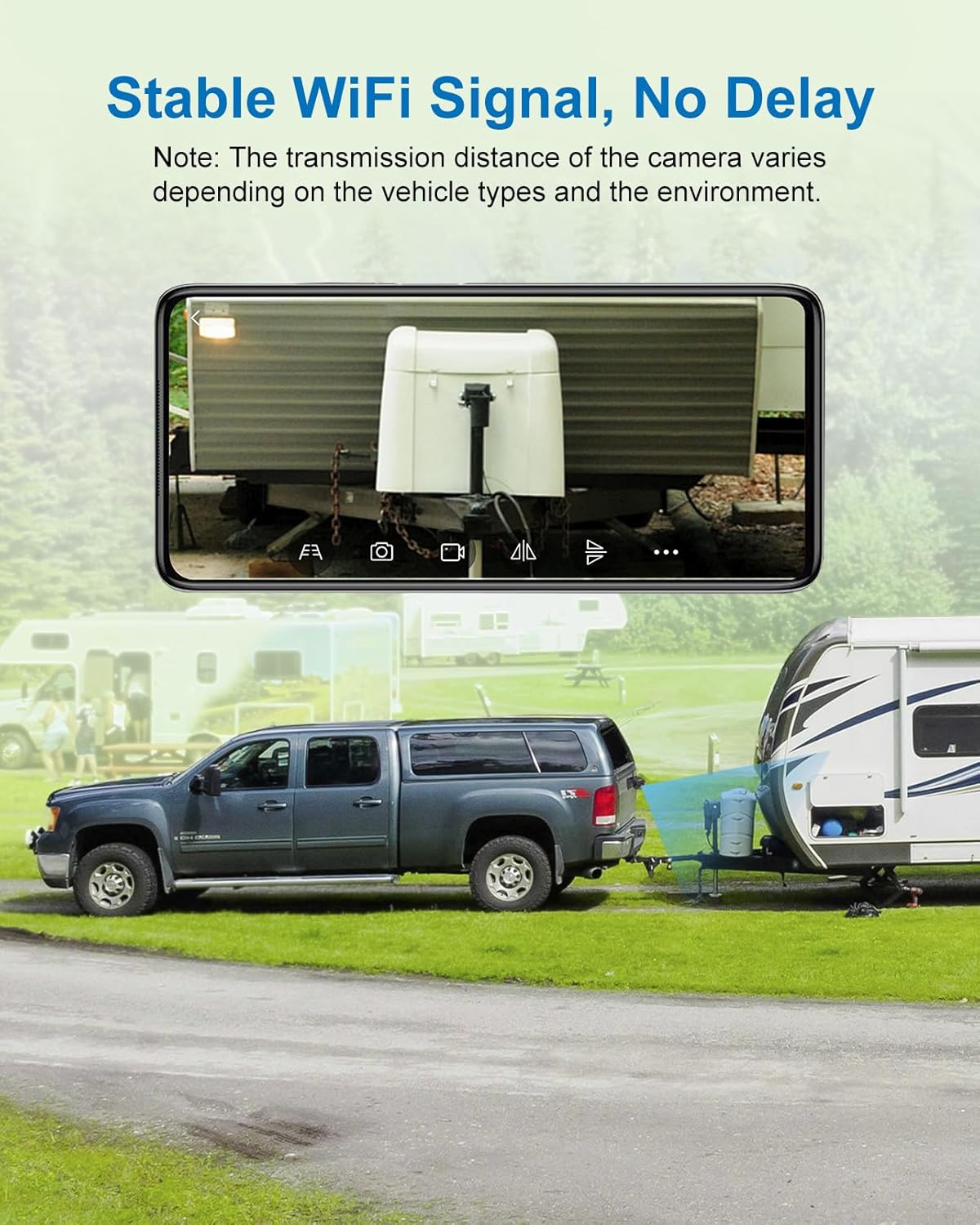 1080P Solar Magnetic Wireless Backup Camera, 90 Days Standby Rechargeable Battery, Waterproof Rear/Front View Camera for Hitching Boat Trailer Horse Pickup RV Car for iPhone iPad Android