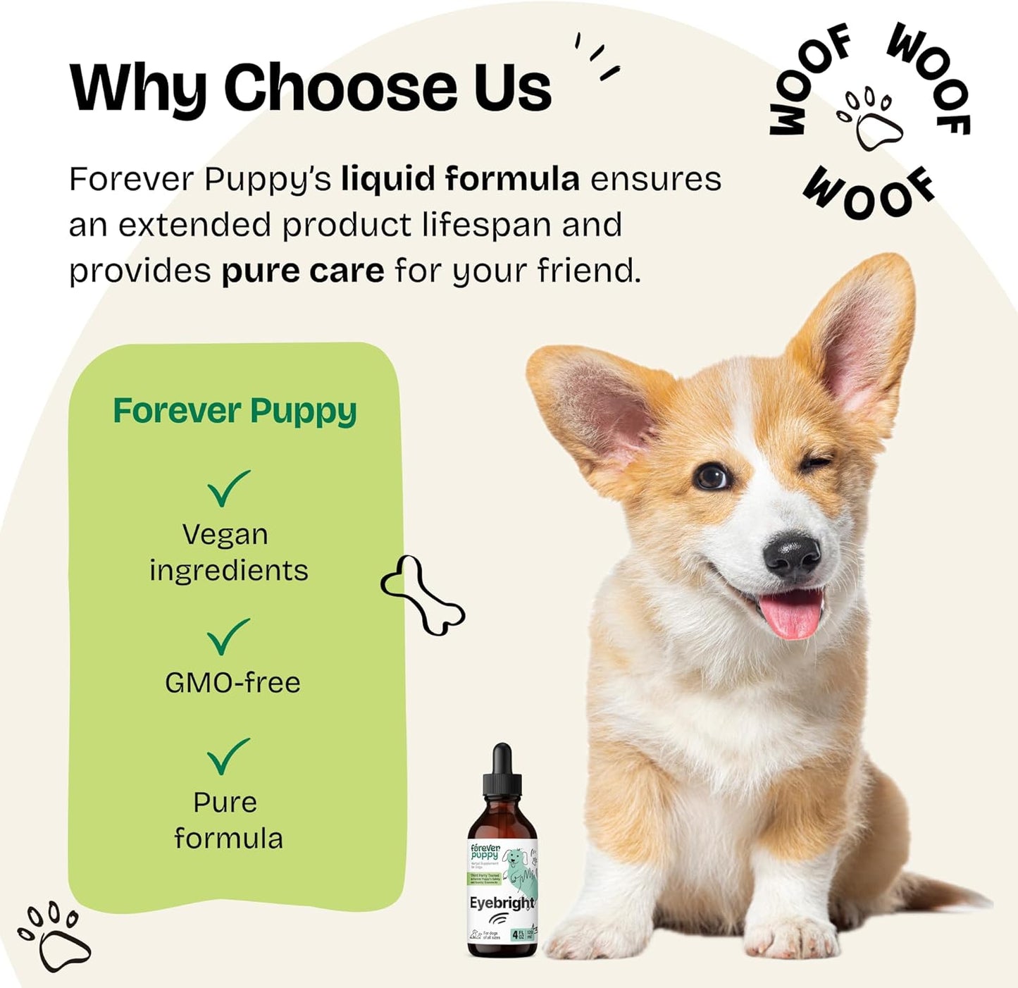 Forever Puppy Eyebright Supplement for Dogs - Eyebright Herb Extract for Soothing Eyes Irritation - Liquid Eye Health Support Supplement for Dogs of All Breeds & Sizes - 4 oz