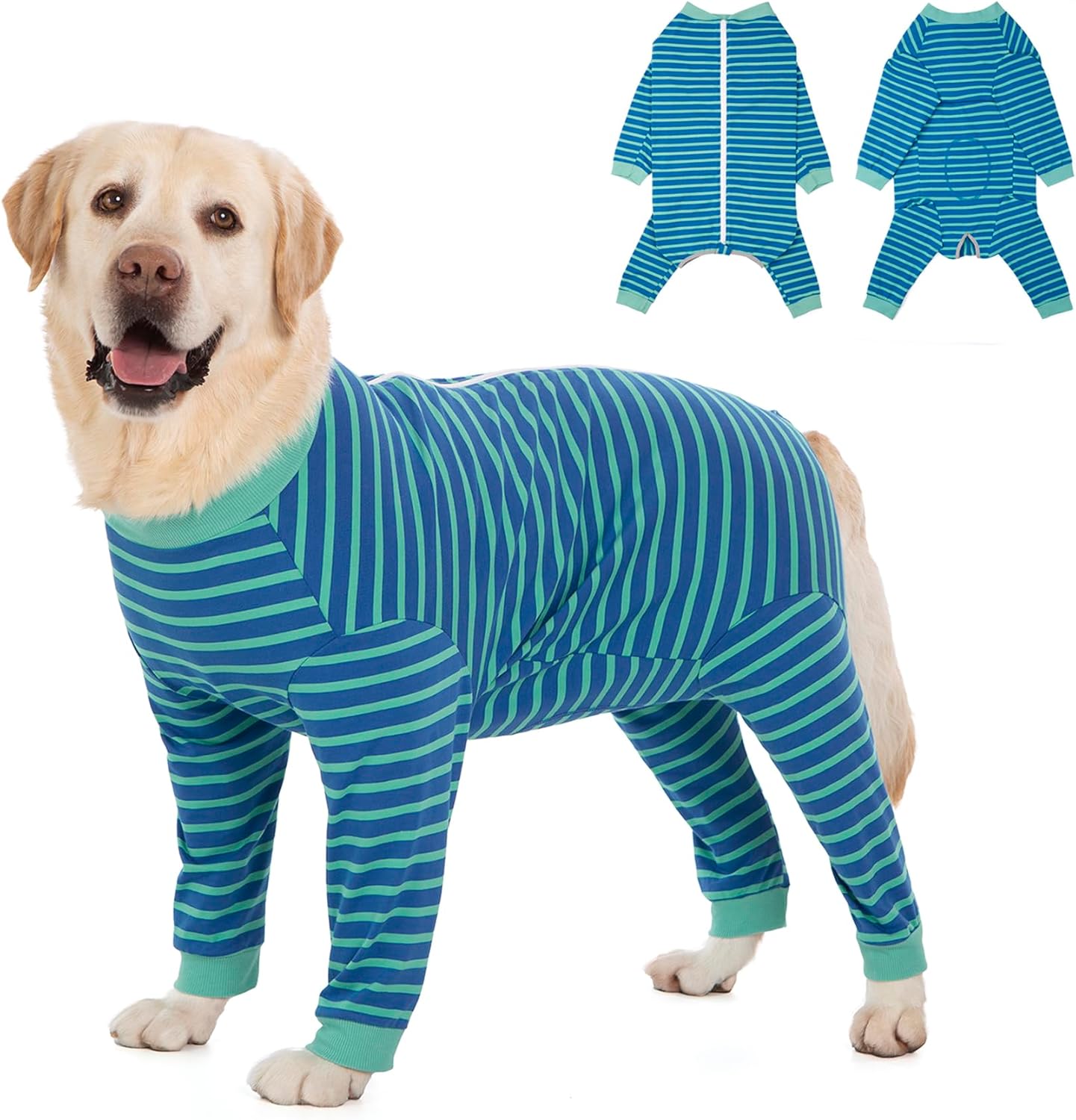 Yeapeeto Dog Onesie Surgery Recovery Suit for Large Medium Bodysuit Dogs Pajamas PJS Full Body for Shedding, Prevent Licking, Wound Protection, Cone Alternative… (Blue Green, 3XL)