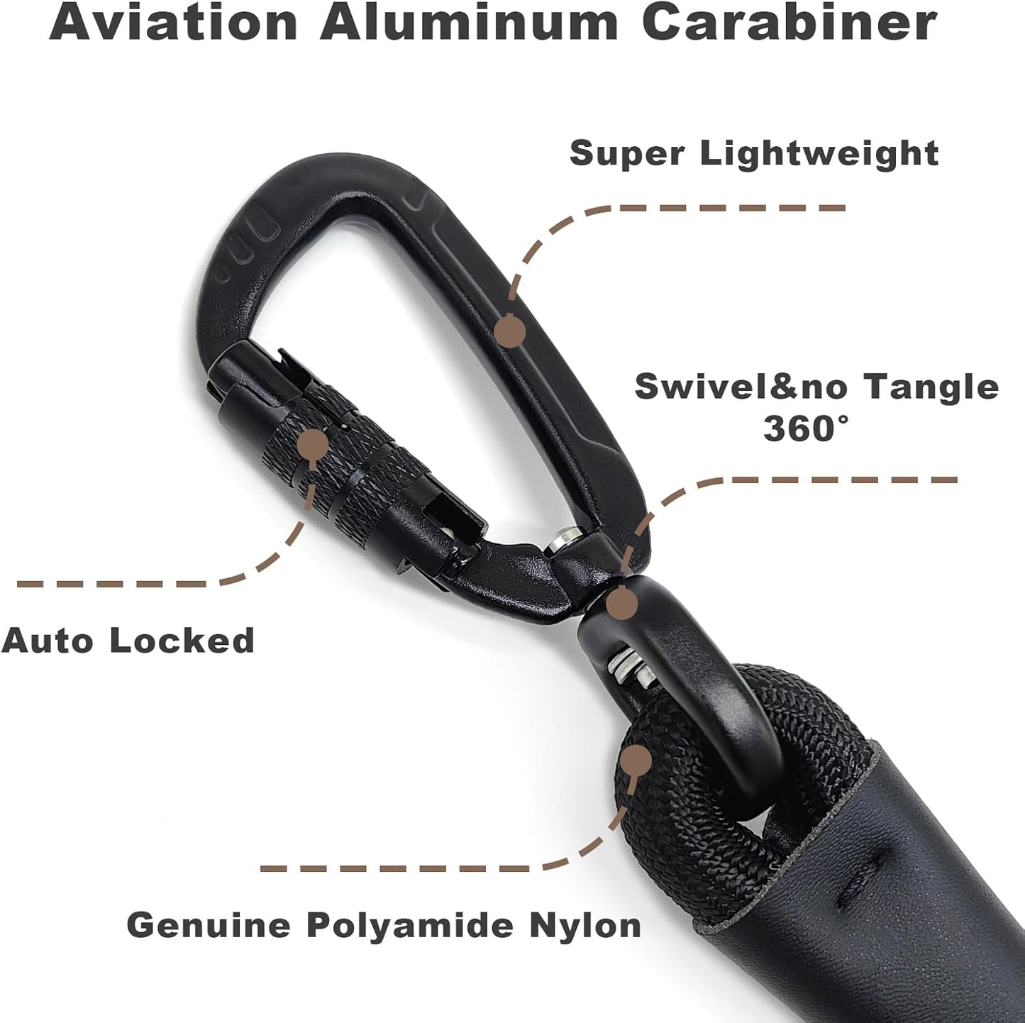 Rope Dog Leash, 4 ft Heavy Duty Dog Leash with Aviation Aluminum Auto Locking Carabiner, Strong Nylon Pet Lead for Small, Medium, Large Dogs (Green, 4FT)