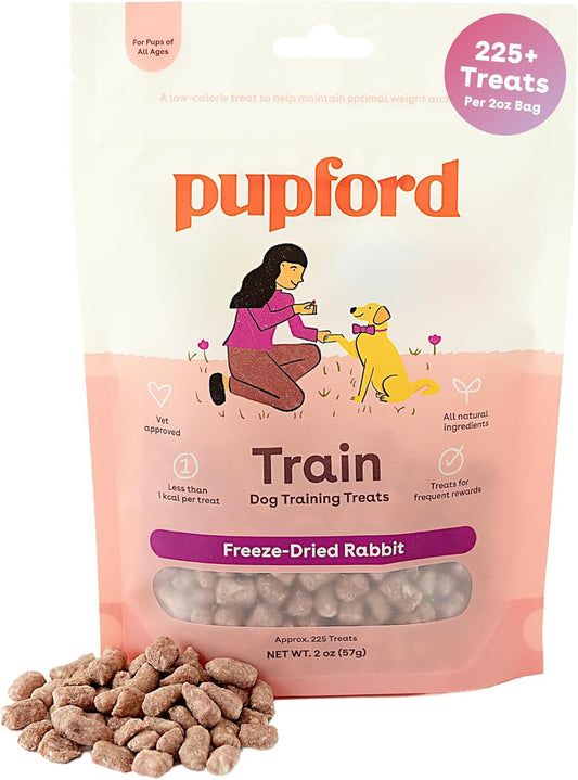 Pupford Freeze Dried Training Treats for Dogs & Puppies, 225+ Two Ingredient Bites (Rabbit, 2 oz)
