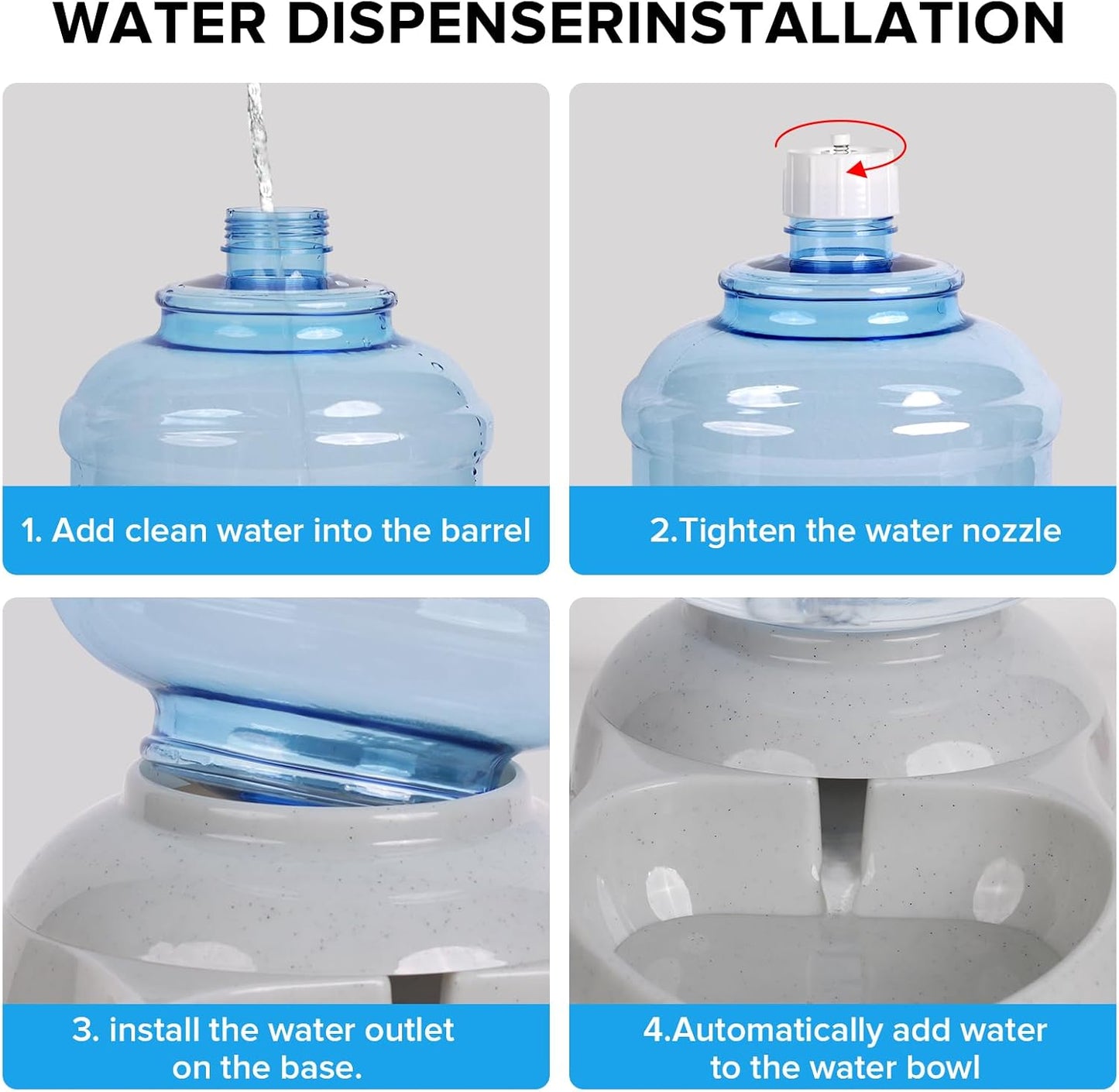 Kenond Water Dispenser Station for Large Dogs,3 Gallon/11L Gravity Automatic Feeder, Dog Water Bowl Dispenser,Large Size Dog Drinking Fountain