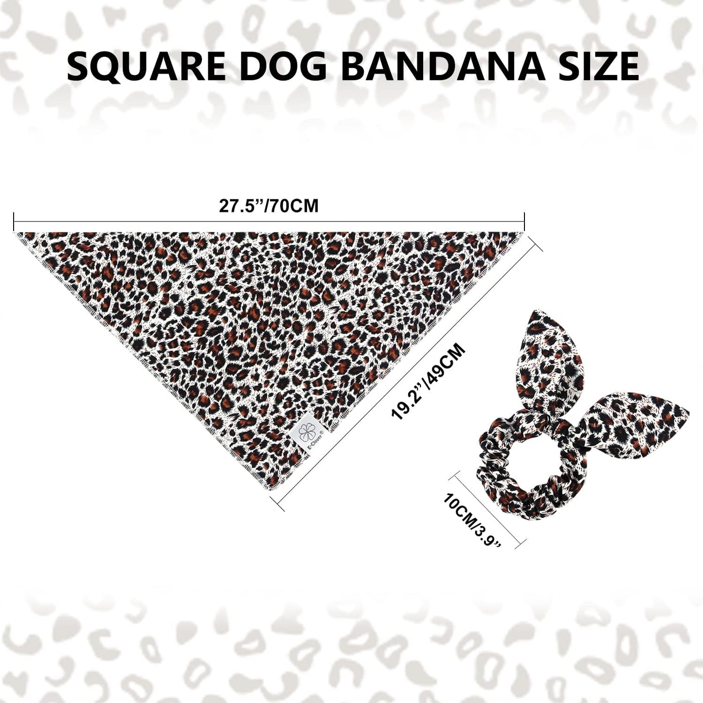 E-Clover Dog Bandanas Boy & Matching Scrunchie Set Leopard Dog Bandana Bibs Washable Kerchief Scarf for Medium Large Dogs & Owner