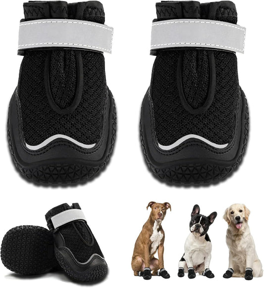 Hcpet Dog Boots for Large Dogs, Dog Shoes for Hot Pavement Winter Snow, Paw Protector Dog Booties Designed for Comfort and Breathability, Outdoor Booties for Small Medium Dogs for Hiking Black Size 7