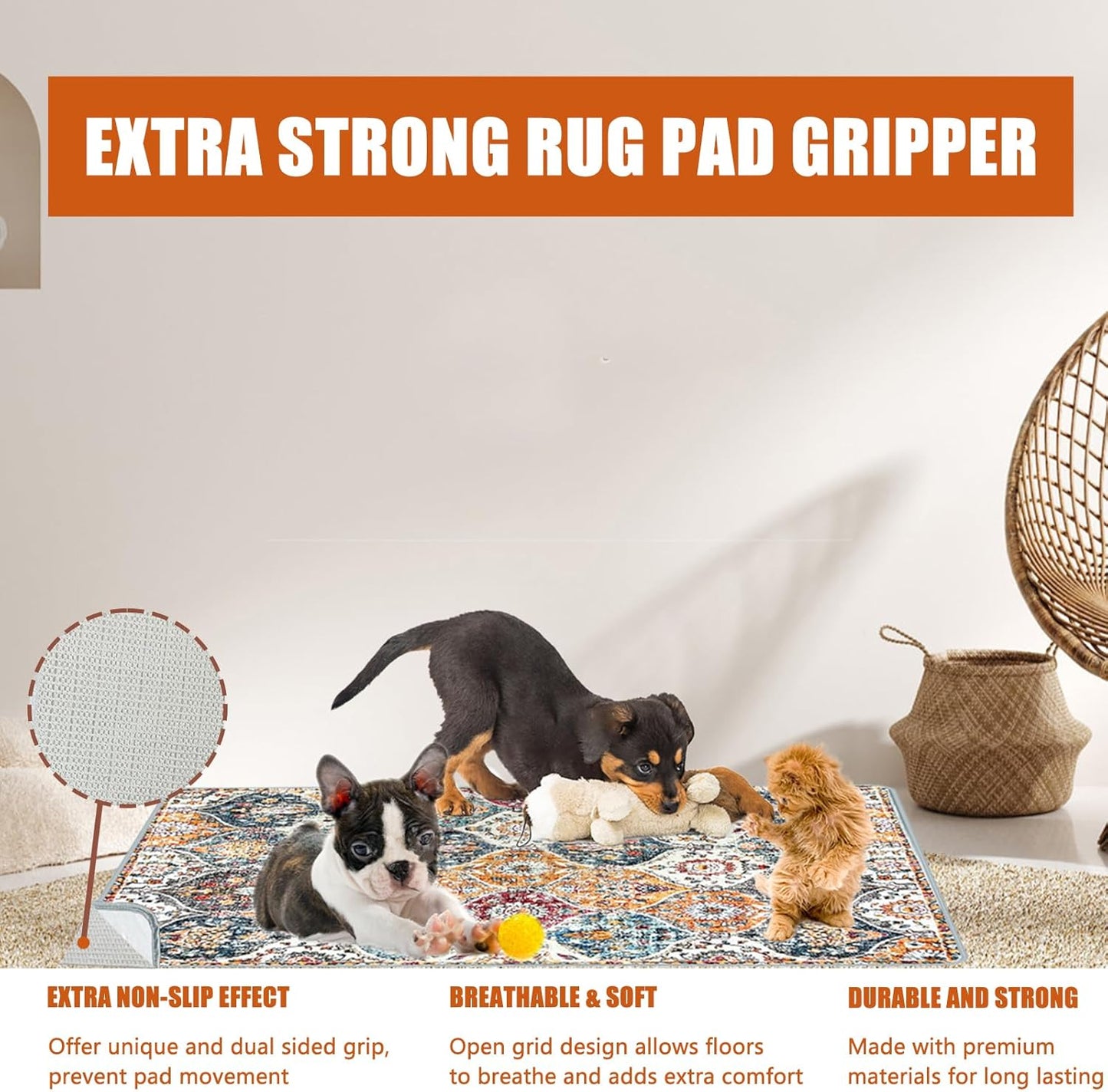 Washable Pee Pads for Dogs, (2 Pack, 36"x42") Upgrade Reusable Puppy Pads with Non-Slip Rug Pad, Super Thickening Absorbent Leakproof Dog Traning Pads Whelping Pad for Dogs, Doggie(Orange)