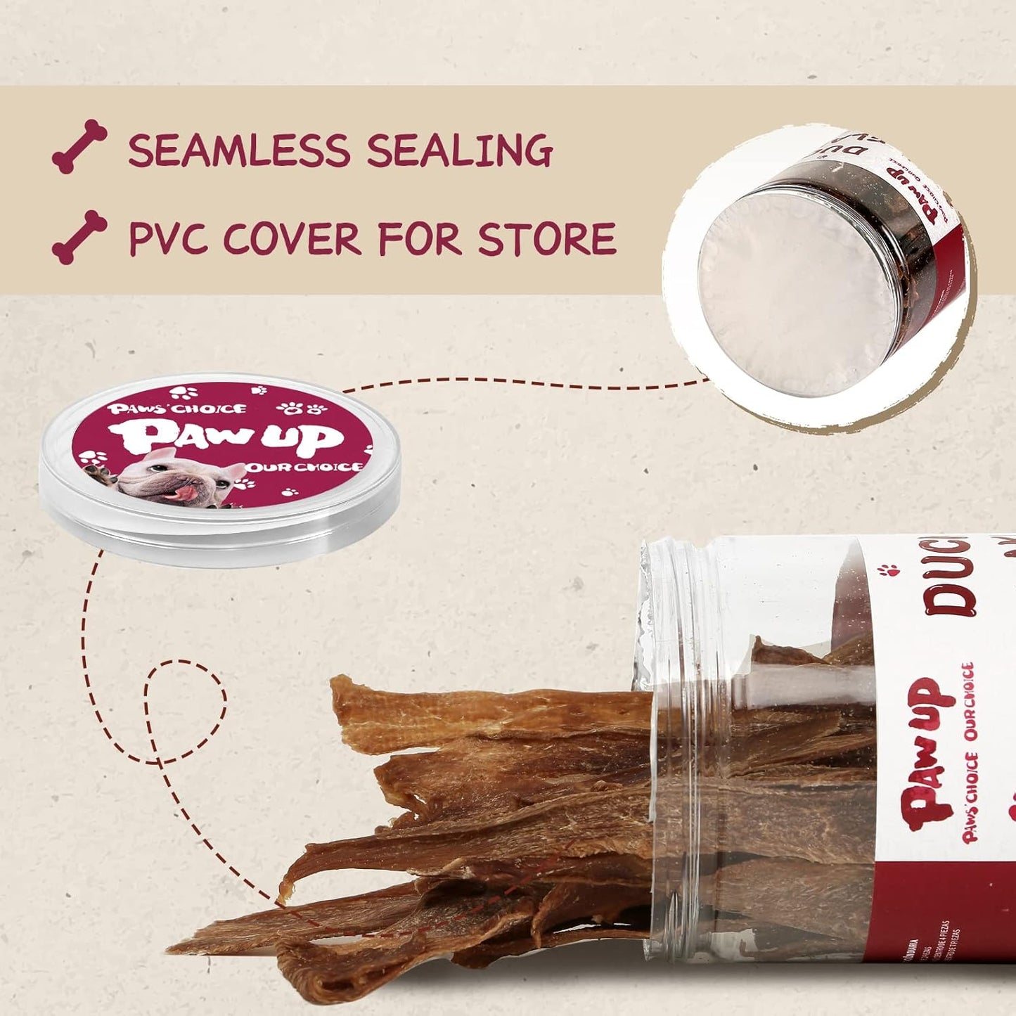 PAWUP Dog Treats Jerky Duck Crisp Flakes, 1% Taurine Added, 6oz (170g), Duck Jerky Chip Flakes, High Protein Dog Training Rewards, Rawhide-Free, Gluten-Free