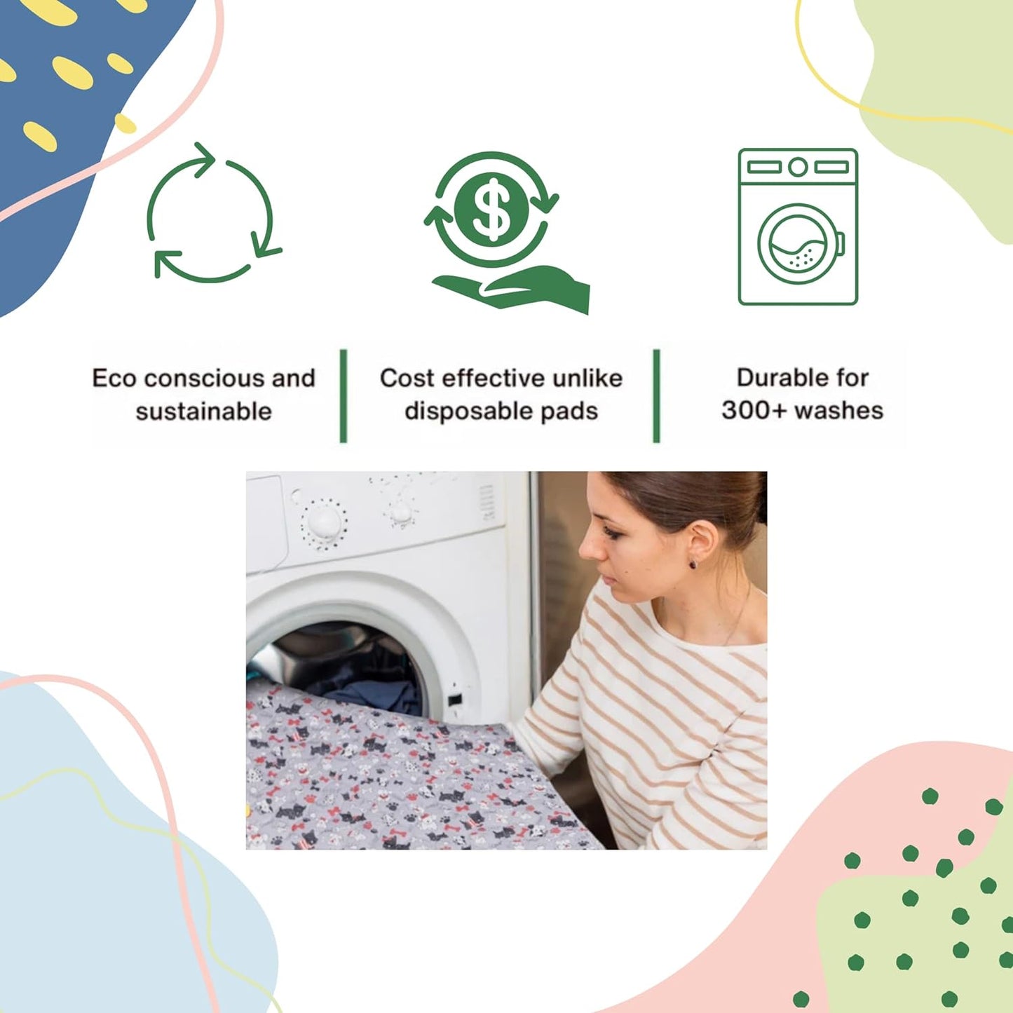 Caldwell's Pet Supply Co. 30x36 Potty Pads, Washable Pee Pads for Dogs, Reusable Pee Pad for Dogs, Puppy Potty Mat, Whelping Rug, Reusable Puppy Mat, Waterproof Rug for Dog, for Medium Dog (Set of 2)