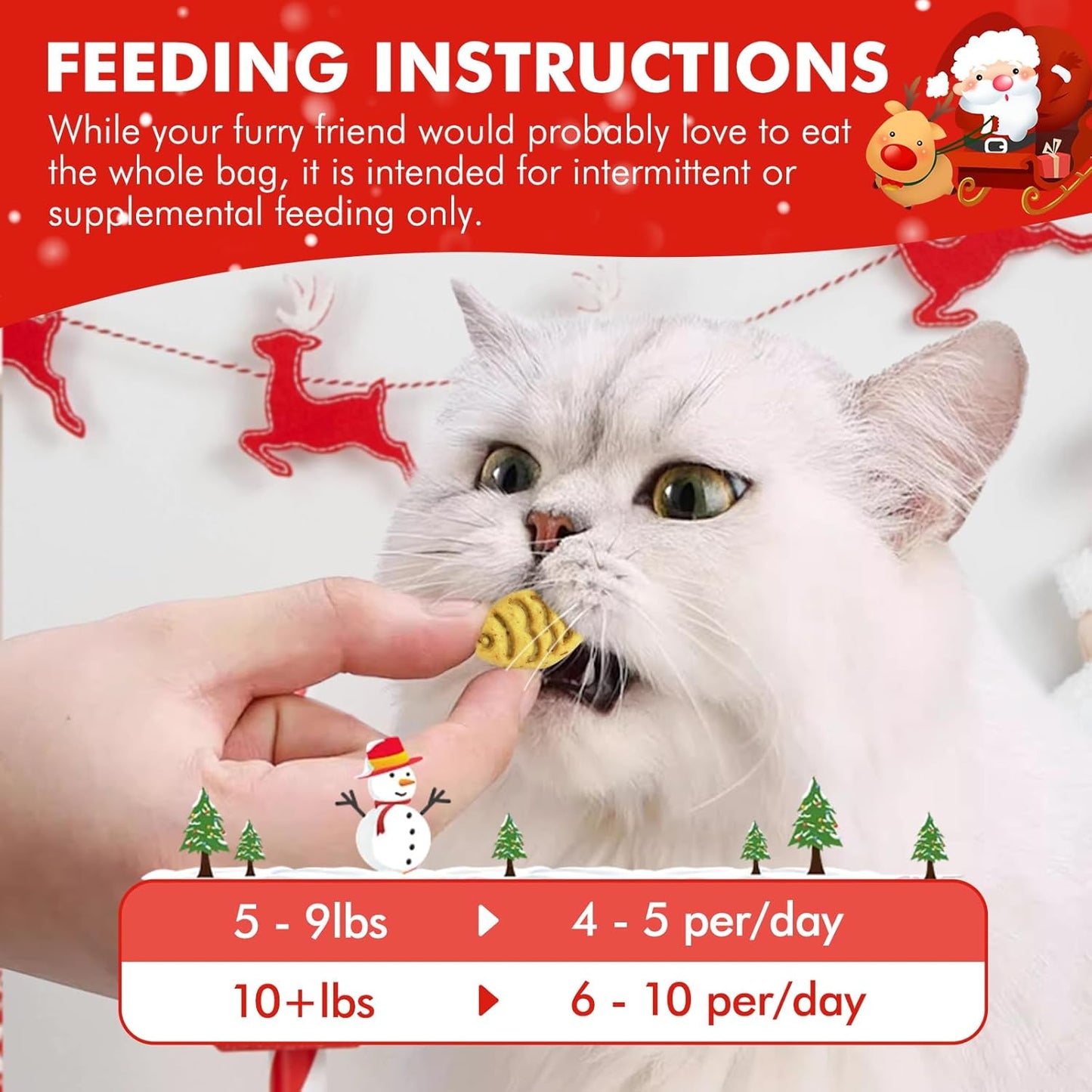 Christmas Catnip Cat Treats, Chicken and Salmon Flavor, Cat Gifts for Christmas, Crunchy Fish Shape Adult Biscuits, 16 oz