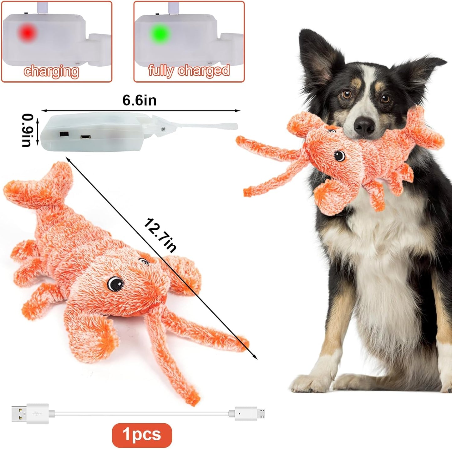BABORUI Dog Toys, Interactive Dog Toys to Keep Them Busy, Wiggly Lobster Dog Toy for Boredom, Rechargeable Moving Dog Chew Toys for Small/Medium/Large Dogs/Puppy Toys