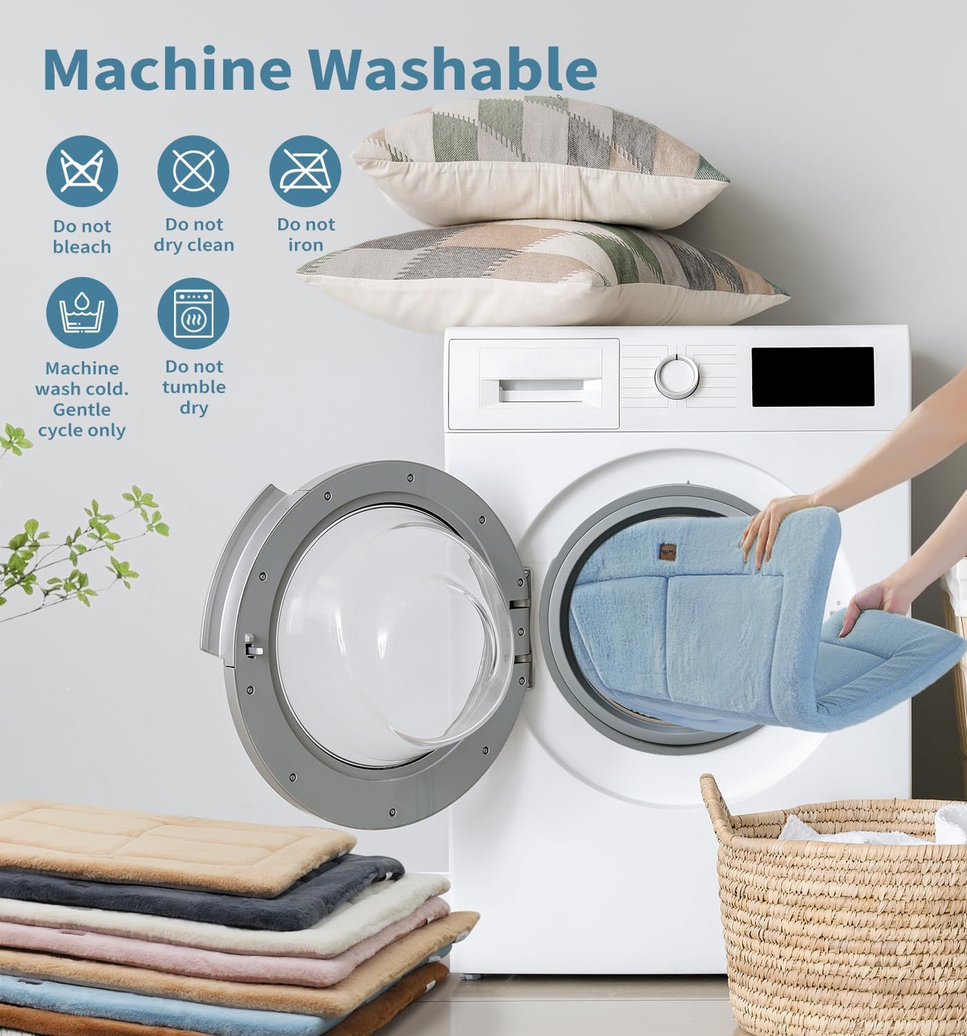 Made4Pets Dog Crate Pad Bed for Medium Dogs, Washable & Reversible, Anti-Slip Kennel Mat for Cozy Sleeping, Soft Fluffy Dog Bed for Indoor & Outdoor Use, 29"x21", Blue