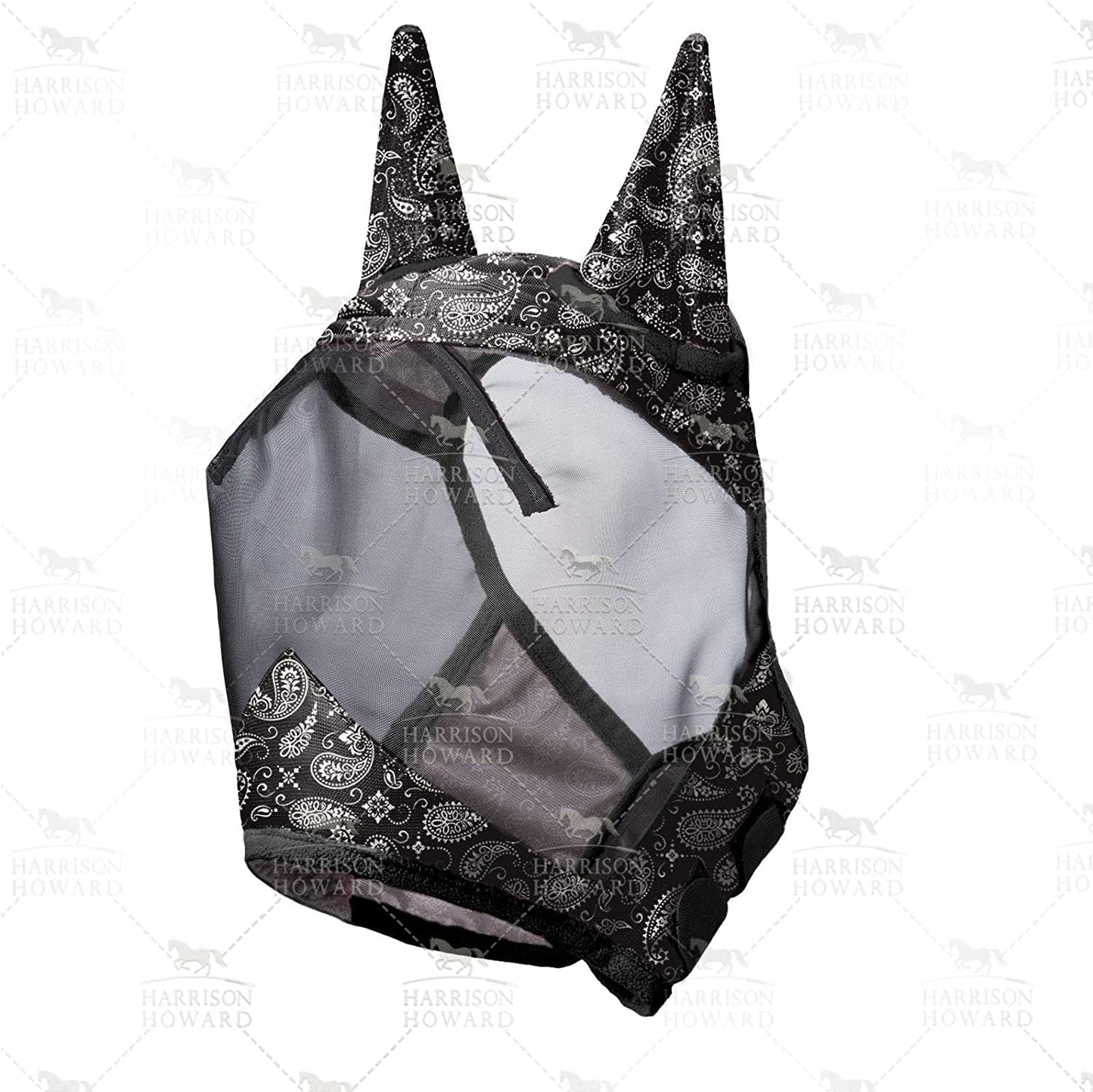 Harrison Howard LumiVista Horse Fly Mask Standard with Ears UV Protection for Horse Paisley Wave M Cob