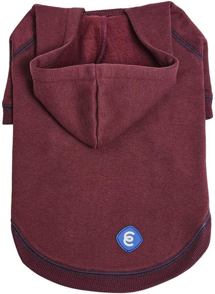 Blueberry Pet Essentials Dog Hoodie – 18 inch, Cotton‑Blend Sweatshirt with Hood, Burgundy Red, Machine‑Washable Small‑Dog Jersey
