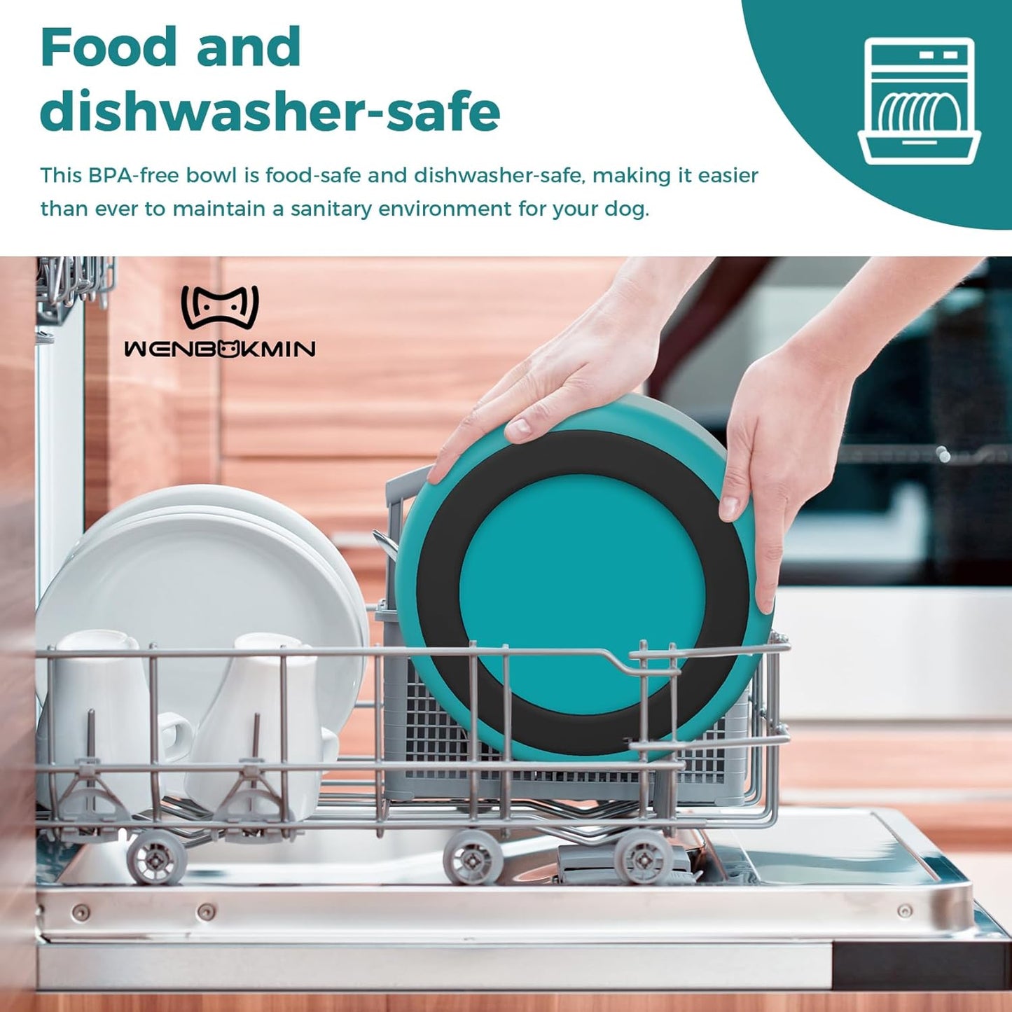 Dog Bowl, Stainless Steel Dog Food and Water Bowl with Non Slip Quiet Bottom, Easy to Clean, Dishwasher Safe, 64oz, Lake Blue