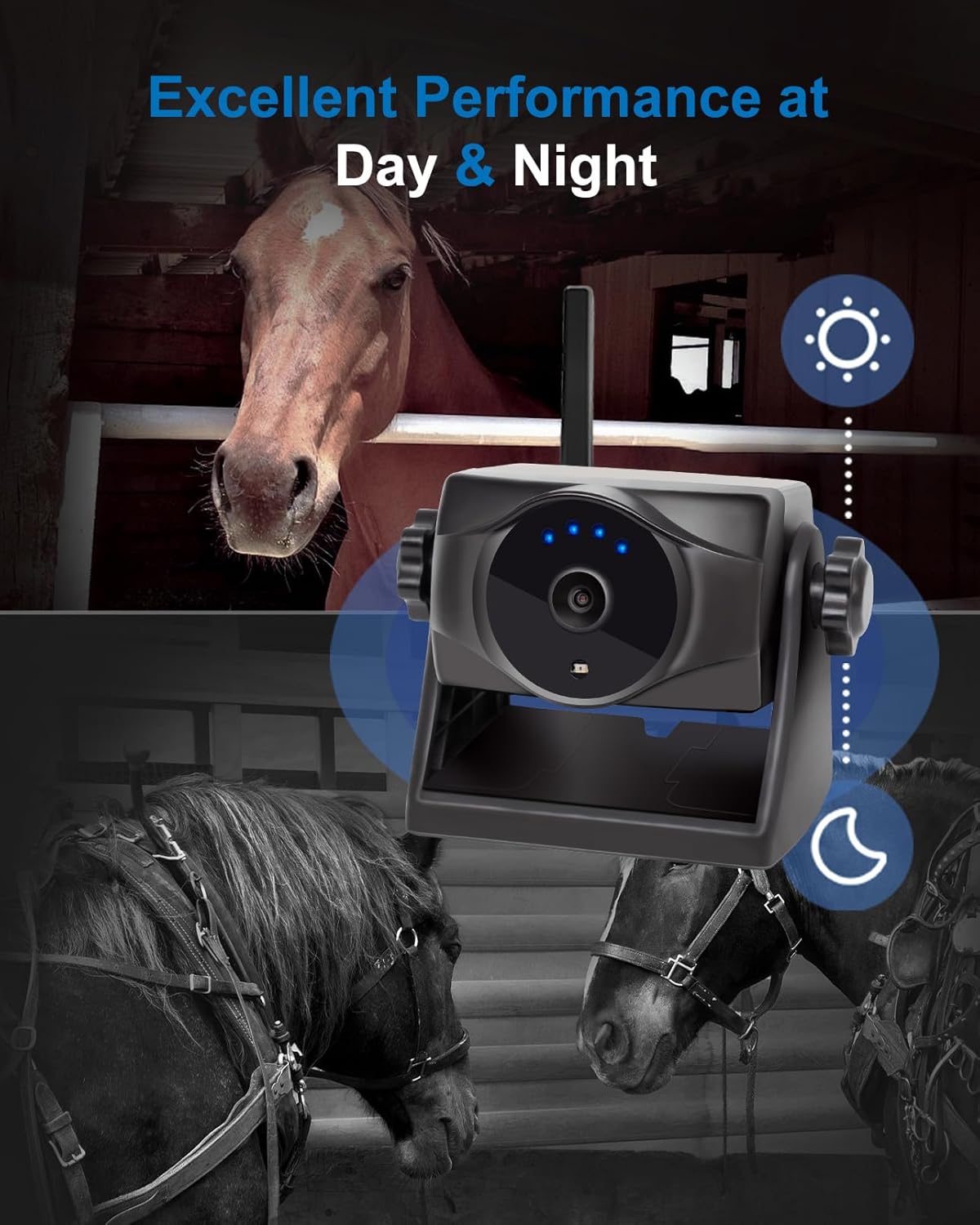 1080P Magnetic Wireless Backup Camera, 90 Days Standby Rechargeable Battery, Waterproof Rear/Front View Camera for Hitching Boat Trailer Horse Pickup RV Car for iPhone iPad Android