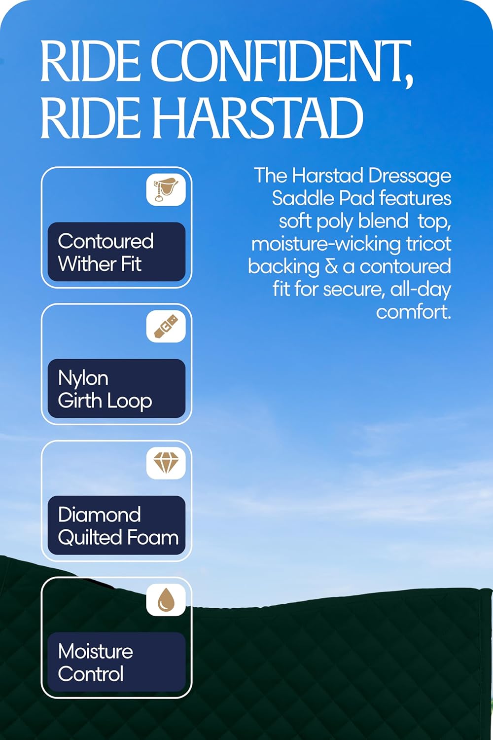 Equinavia Harstad Dressage Saddle Pad | Classic & Durable | Moisture-Wicking Tricot Backing