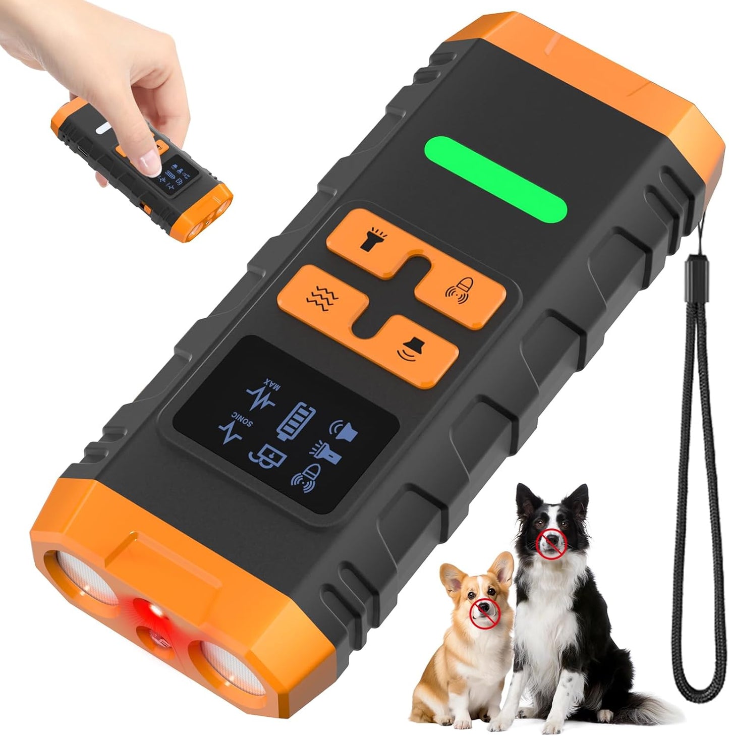 Dog Bark Deterrent Device, 2025 Anti Barking Device for Dogs 2X Ultrasonic to Stop Barking Neighbors Dog, 5 Adjustable Modes Up to Dogs 50ft Long Range, Bark Control Indoor Outdoor with Flashlight