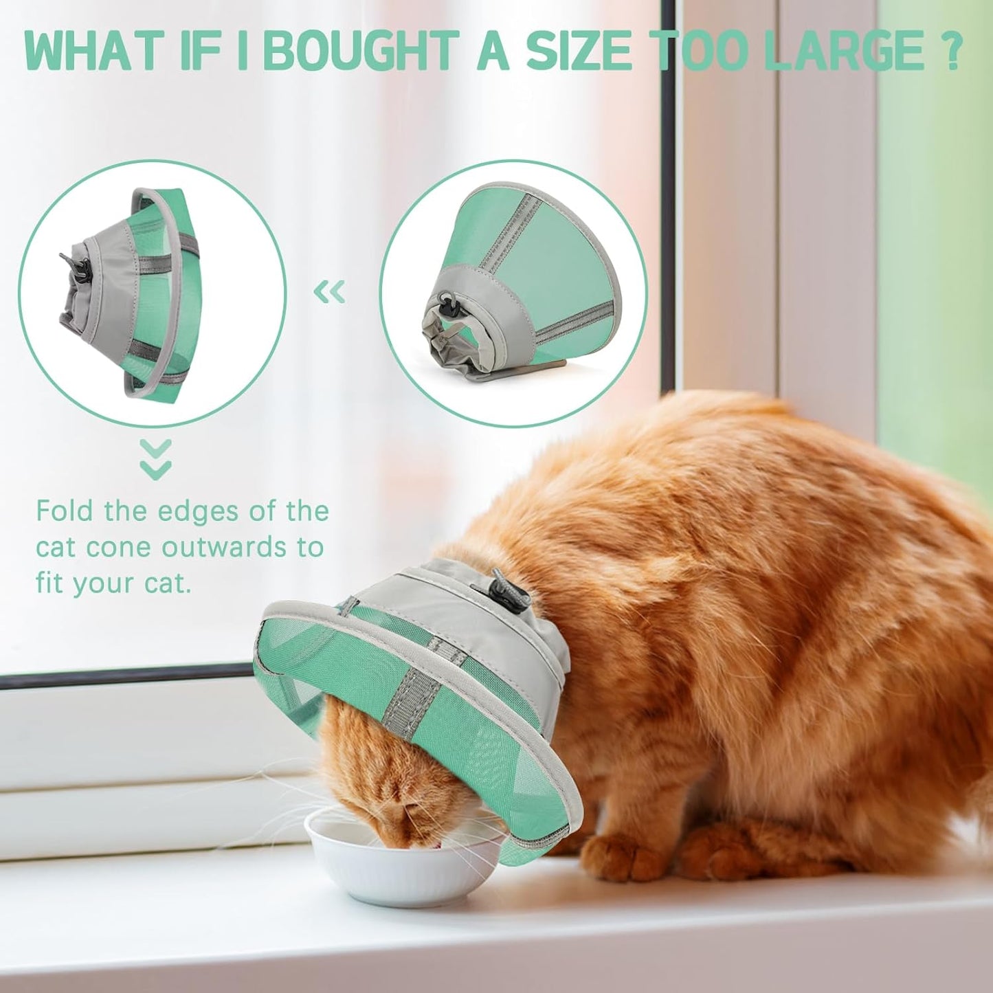 Cat Cone Collar Soft, Cat Recovery Collar for Large Medium Small Cats Kittens, Pet Cone Alternative After Surgery