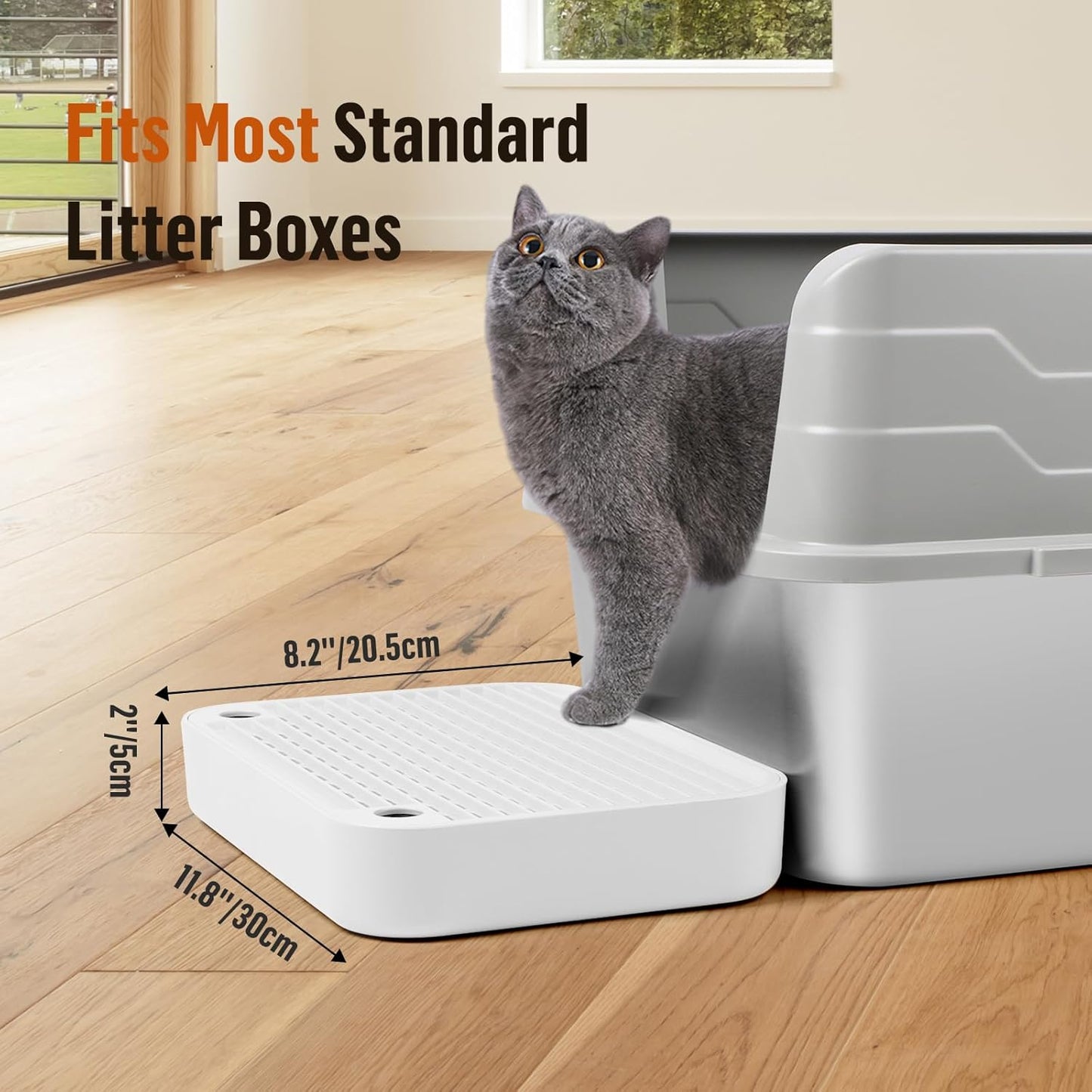 Cat Litter Box Ramp Mat with Filter Function, Cat Step Pedal Stool for Self-Cleaning Litter Box, Easy to Clean, Ideal for Kitten & Elderly Cats (White)