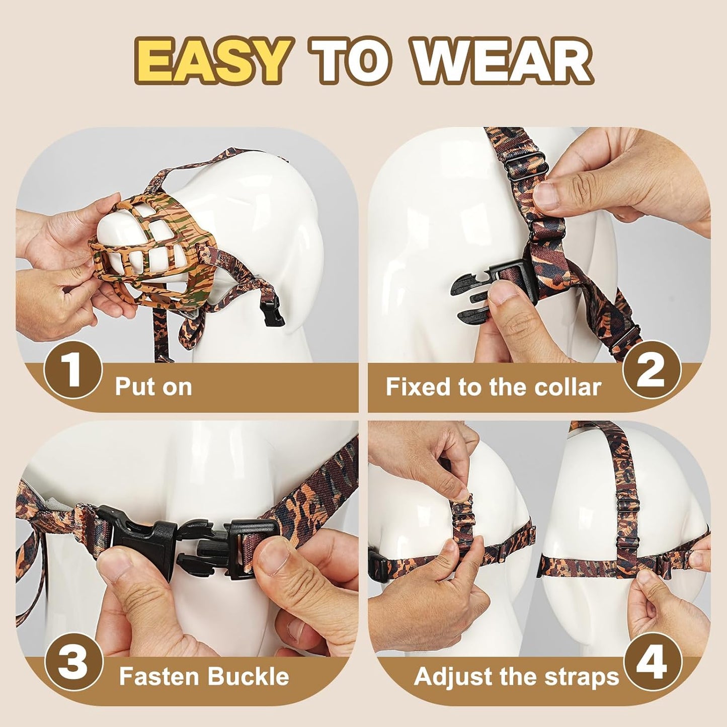 Basket Muzzle to Prevent Biting, Dog Muzzle for Large Medium Small Dogs Allows Panting Drinking Anti Chewing, Perfect for Grooming Trimming Training and Aggressive Reactive Dogs (Brown, Size 5)