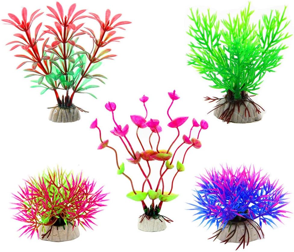 CousDUoBe 17 Pack Fish Tank Plants, Small Aquarium Plants Artificial, Used for Household and Office Aquarium Decoration
