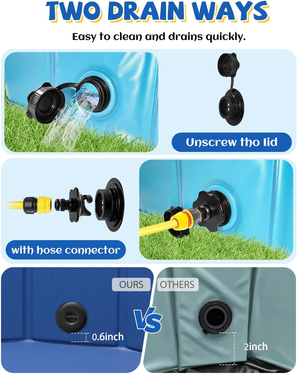 YSJILIDE Portable Dog Pool PVC Pet Swimming Pool Bathtub Collapsible Dog Pool, Hard Plastic Pool for Pets to Swim and Bath (XXL-71"x 12" Blue)