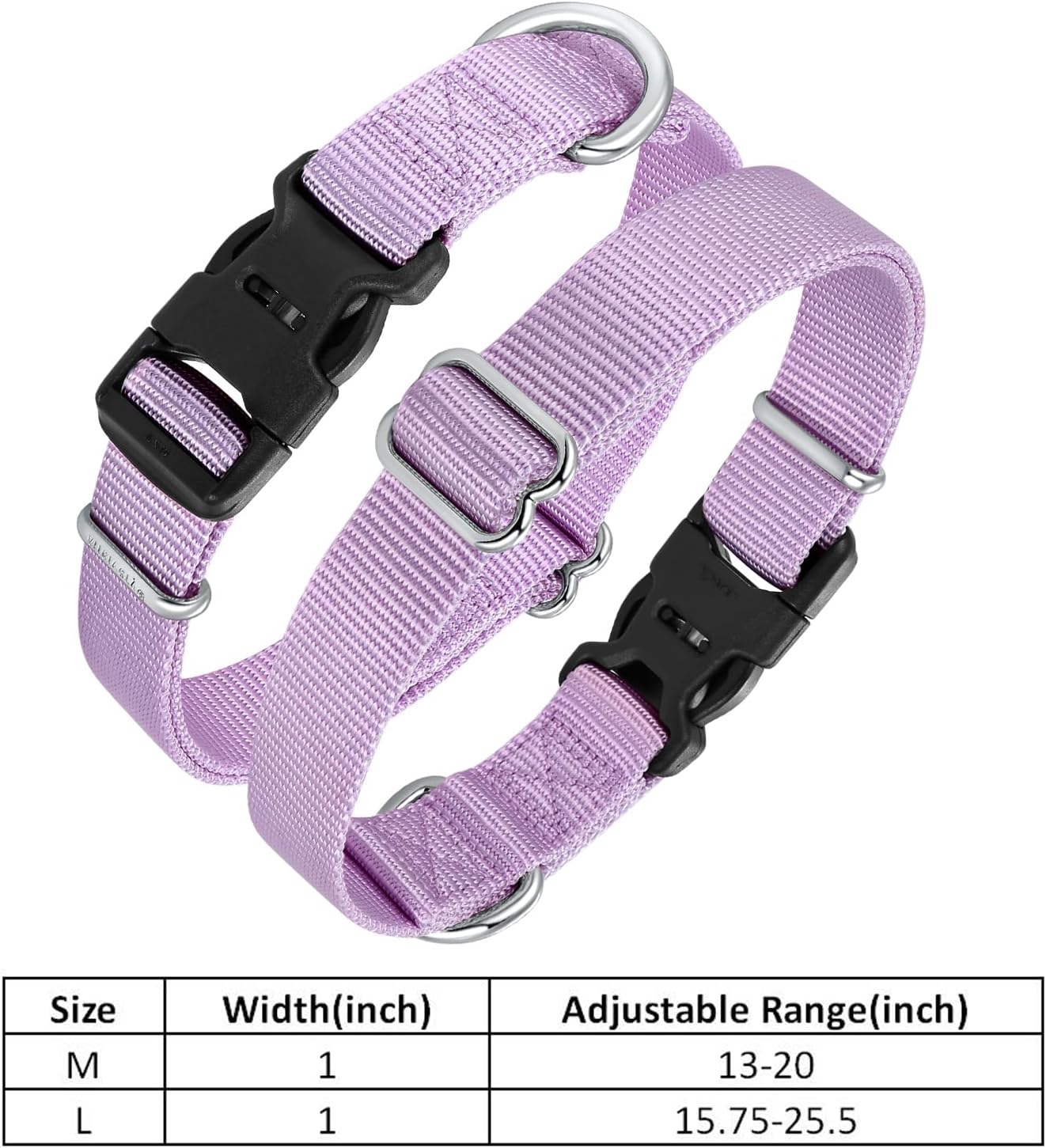 Mikivery Nylon Dog Collar with Quick Release Buckle Soft Adjustable Sturdy for Small Medium Large Dogs Violet,M