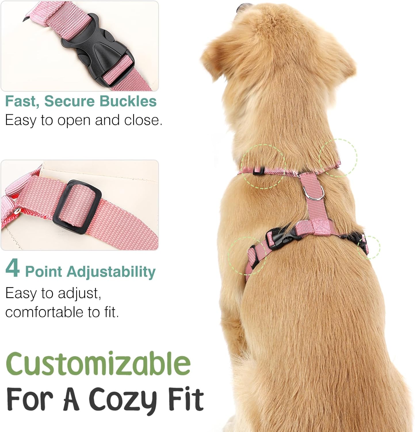 Dog Seat Belt, Safety Vest Dog Car Harness with Adjustable Buckle Dog Seat Belt for Vehicle Nylon Pet Safety Seat Belts Heavy Duty(M, Pink Daisy)