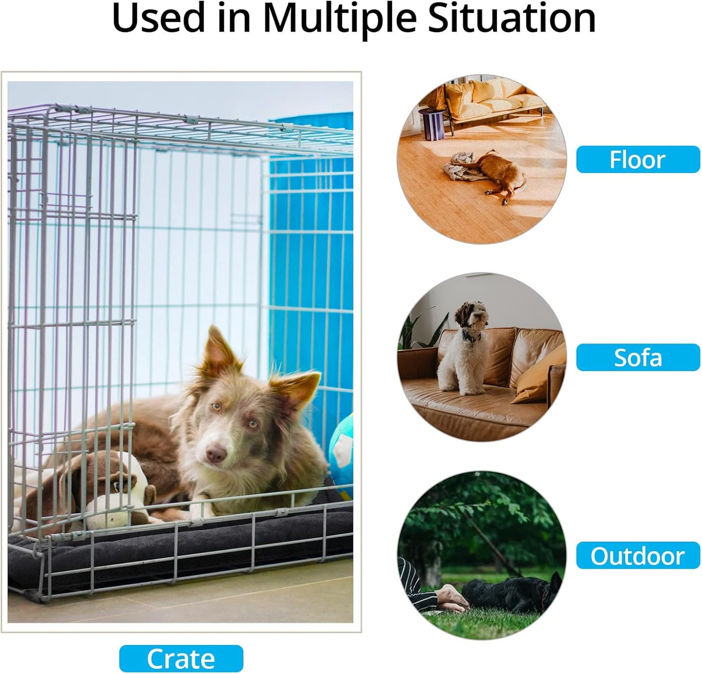 Dog Beds Crate Pad for Small Dogs Ultra Soft Dog Crate Bed Washable & Anti-Slip Kennel Pad for Dogs Cozy Sleeping Mat,Dark Gray 24inch