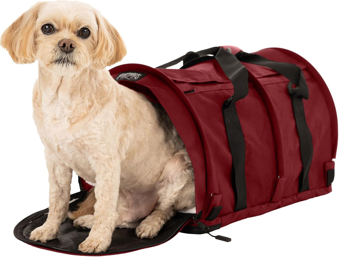 SturdiBag Pro 2.0 Pet Travel Carrier for Cats and Dogs | Soft Sided Pet Carrier Bag with Safety Clips and Seatbelt Straps for Car Travel | XL, Bordeaux