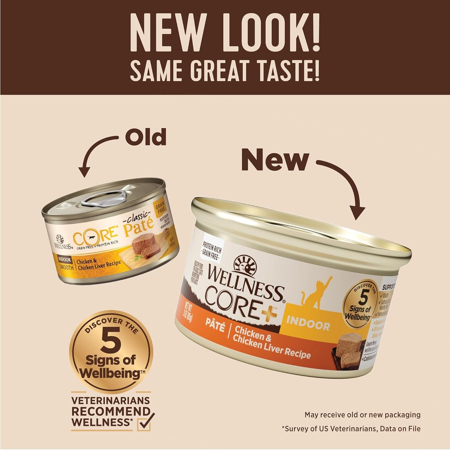 Wellness CORE+ Indoor Pate Adult Wet Cat Food, Natural, Protein-Rich, Grain Free, 5.5 Ounce, 24 Pack (Chicken & Chicken Liver)