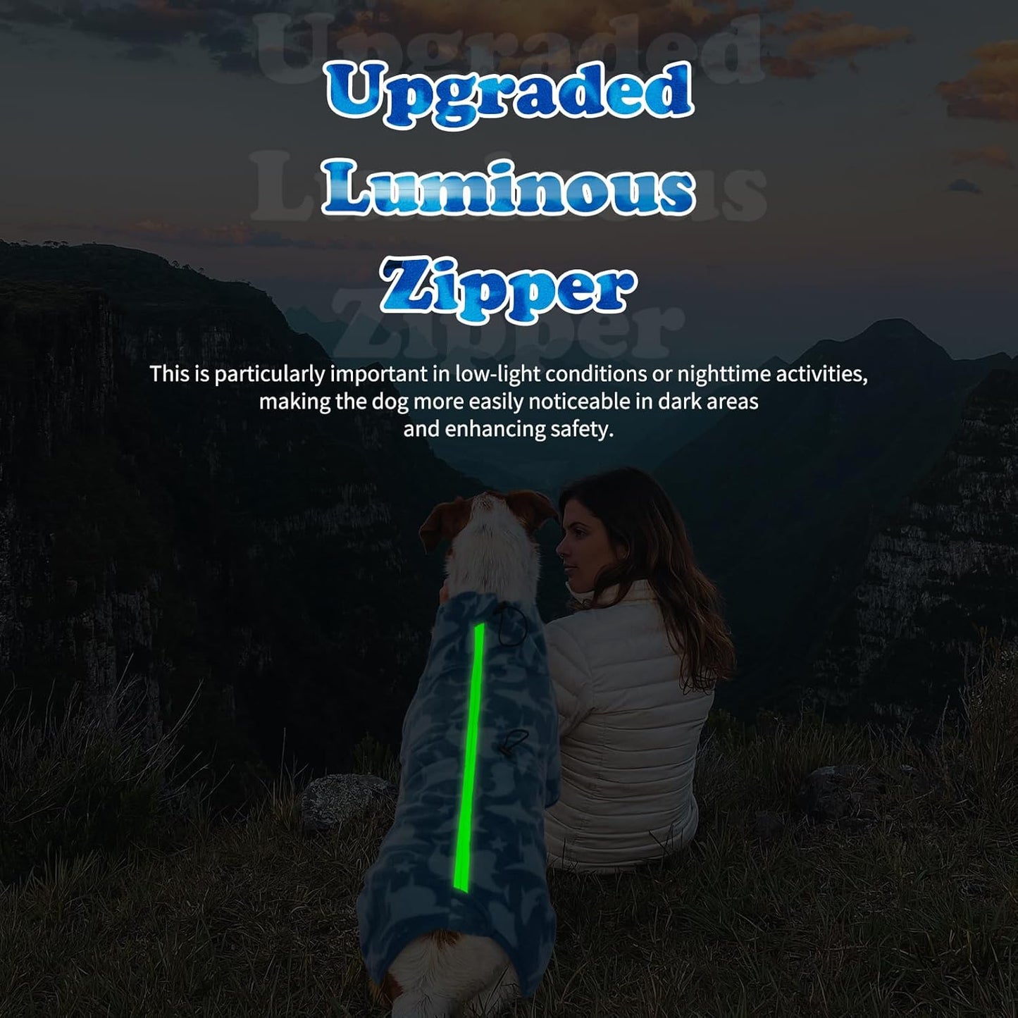 ROZKITCH Fleece Pajamas for Large Dogs, Pet Windproof Warm Cold Weather Jacket Vest with Luminous Zipper, Jumpsuit Apparel Outfit Clothes for Large Giant Dog Shark 4XL