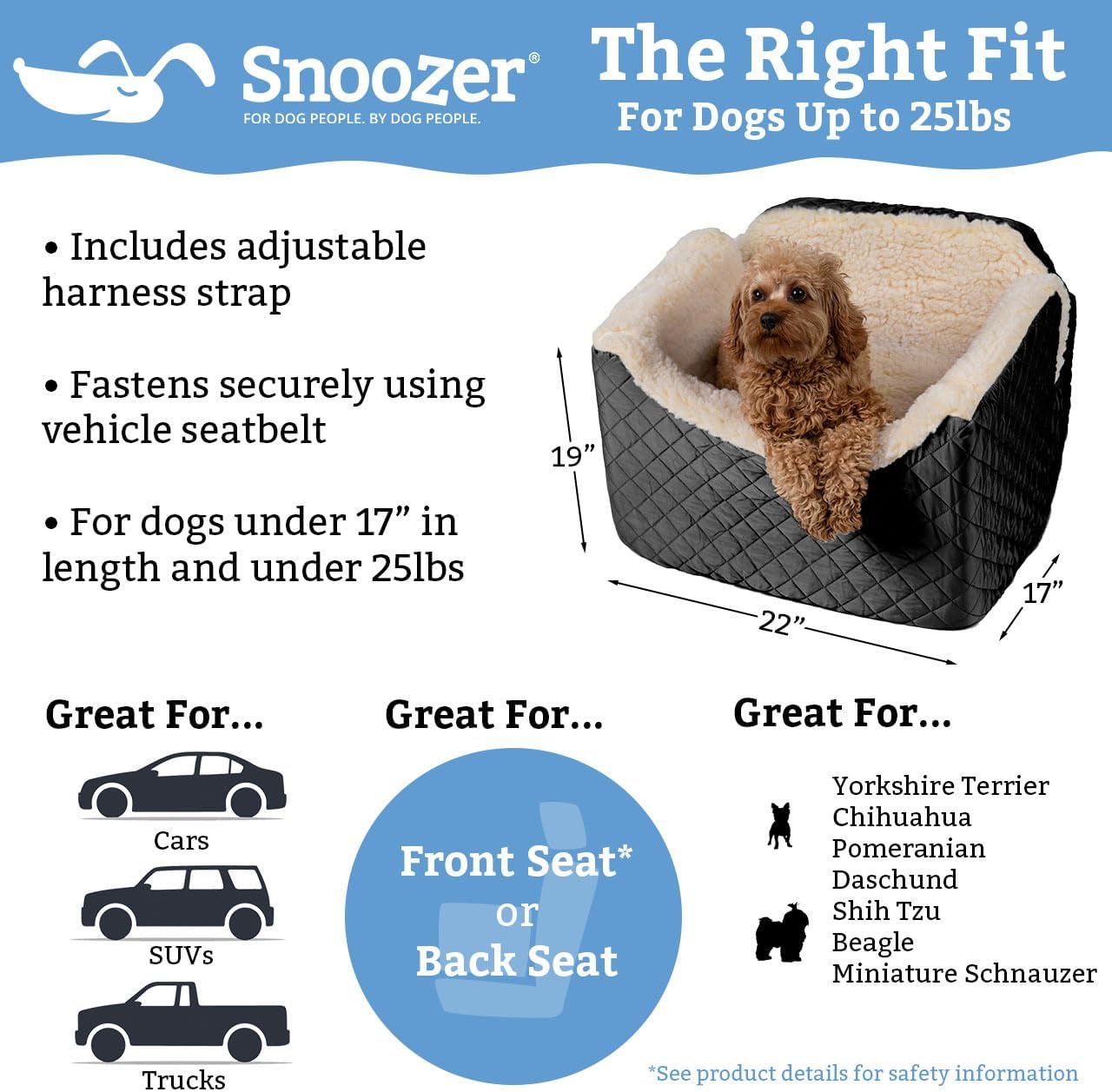 Snoozer Luxury Lookout Pet Car Seat, Medium Luxury I, Navy Mutt