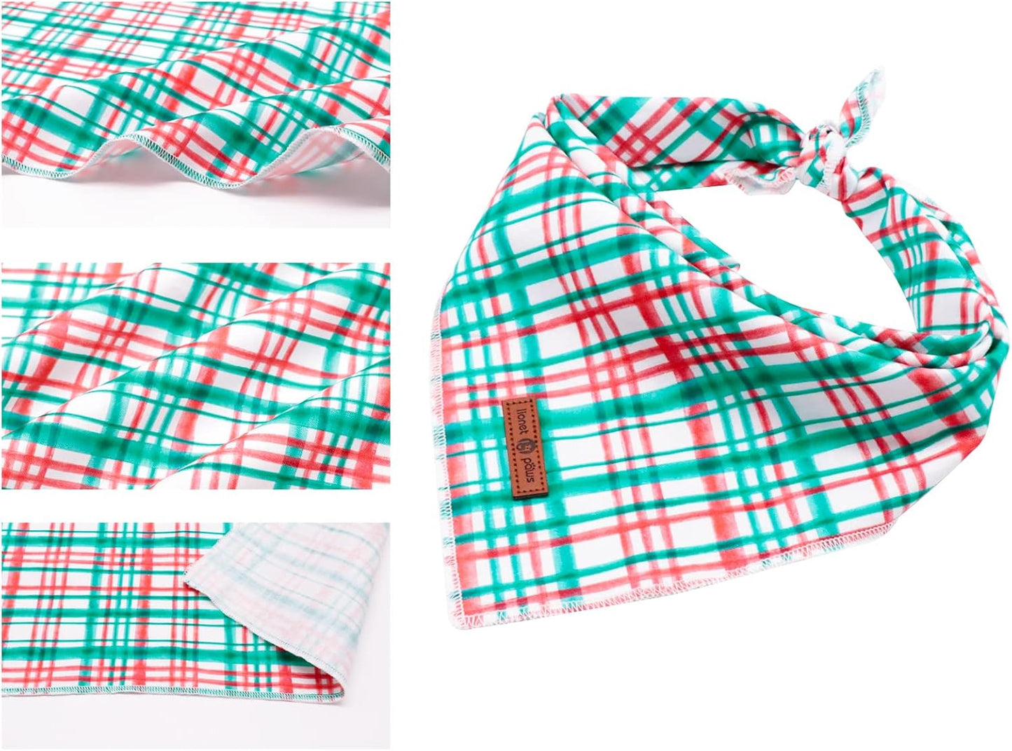 Lionet Paws Christmas Dog Bandana,Fabric Dogs Kerchief for Small Medium Dogs,Dog Cotton Triangle Bibs Scarf for Girl Boy