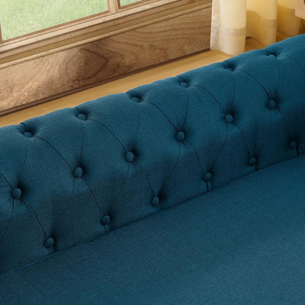 Dog Sofa Couch for Medium to Large Dogs, 55" Memory Foam Pet Sofa Couch with Washable Fabric, Durable Elevated Dog Bed with Legs, Removable Cushion for Medium and Large Dogs, Blue