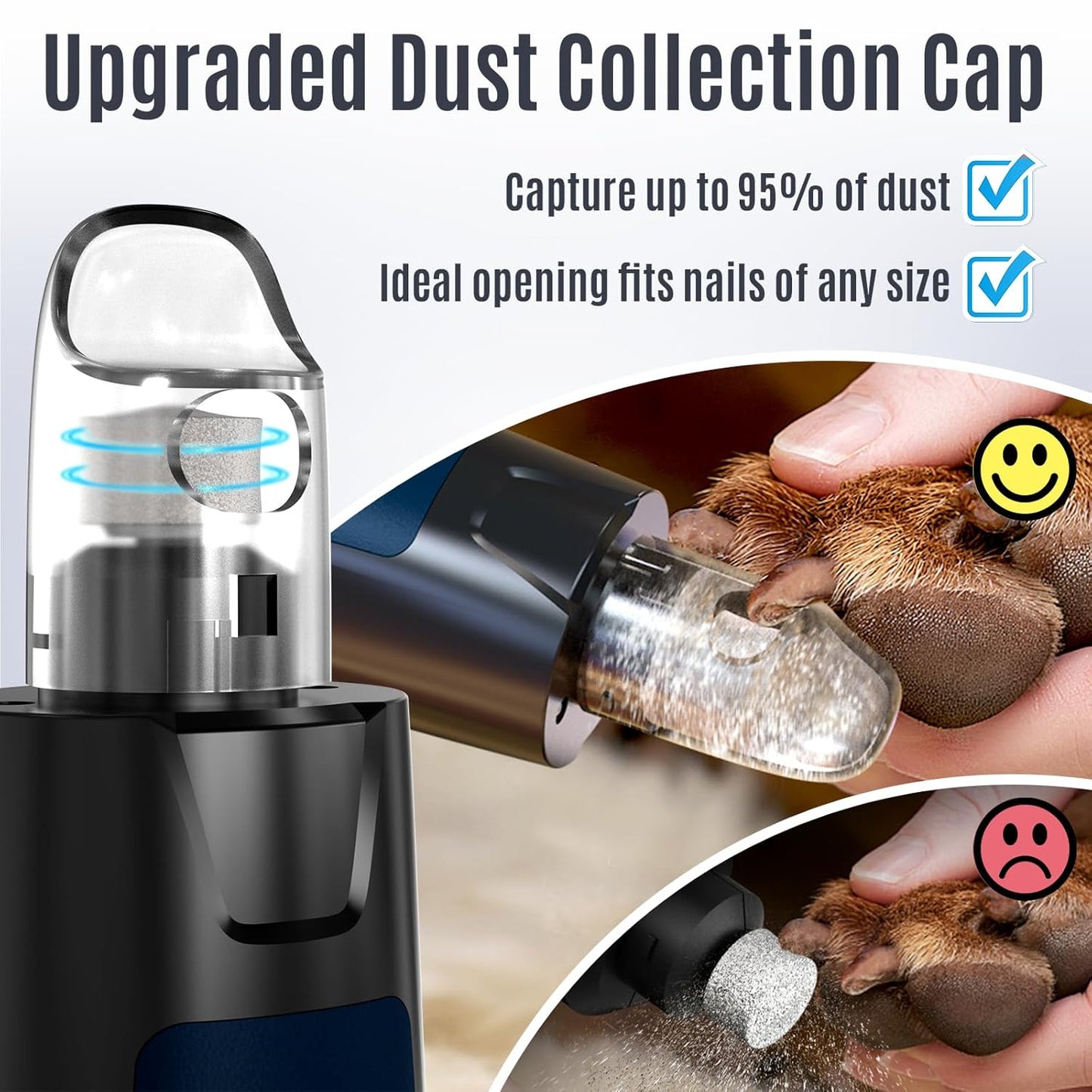 Casfuy New 6-Speed Dog Nail Grinder - 50% More Power Dog Nail Trimmers with 2 LED Lights Quiet 7h Running Time Electric Pet Nail Grinder File Toenail Grinder for Large Medium Small Dogs & Cats (DB)