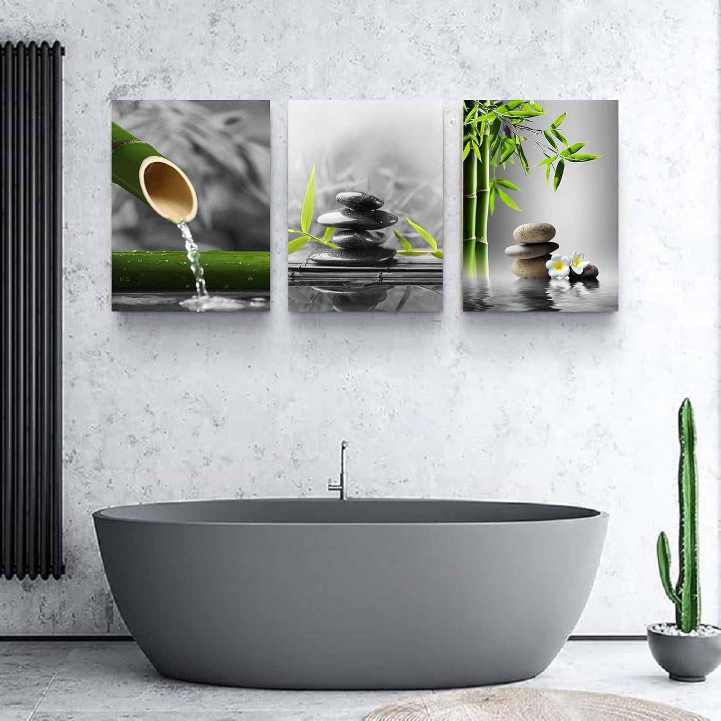Yxbhhym- Bathroom wall art Black and White Zen Wall Art Gray Green Room Decor Zen Poster Canvas Pictures Zen Artwork for Spa Living Room Wall Art Kitchen Bedroom Decor Home Framed Prints Art