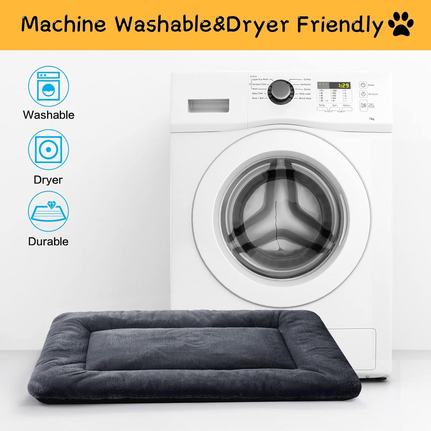 Dog Beds Crate Pad for Extra Large Dogs Ultra Soft Dog Crate Bed Washable & Anti-Slip Kennel Pad for Dogs Cozy Sleeping Mat,Dark Gray 48inch