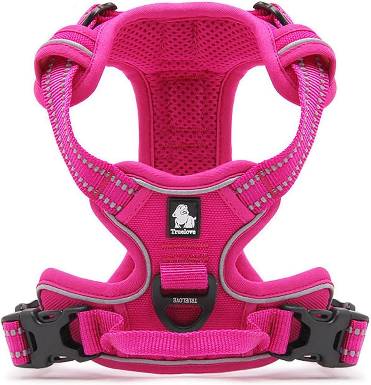 TRUE LOVE Truelove Adjustable No-Pull Dog Harness Reflective Pup Vest Harnesses Comfortable Control Brilliant Colors TLH5651(Fushcia,M)