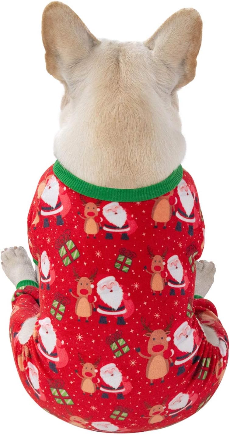 CuteBone Small Dogs Christmas Outfit Soft Puppy Onesies Pjs Dog Pajamas Pet Coat Cat Apparel Comfy Doggie Jumpsuit Bodysuit for All Seasons P135XS