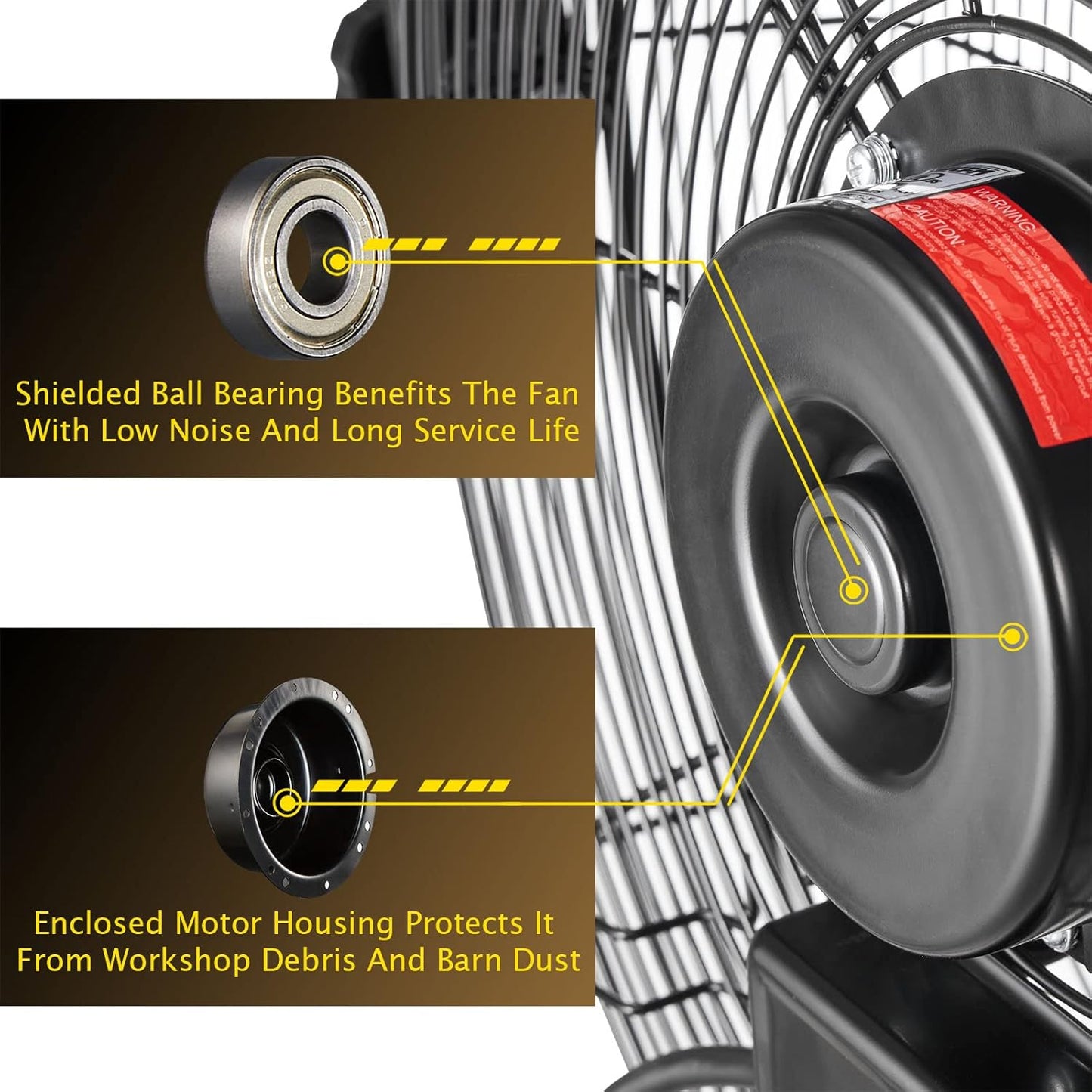 HiCFM 18" Wall Mount Fan, 4600 CFM 3 Speeds High Velocity with TEAO Enclosure Motor, 9 FT Cord, 180 Degree Tilting Heavy Duty Metal Fans for Barn, Garage, Workshop, Warehouse - UL Listed