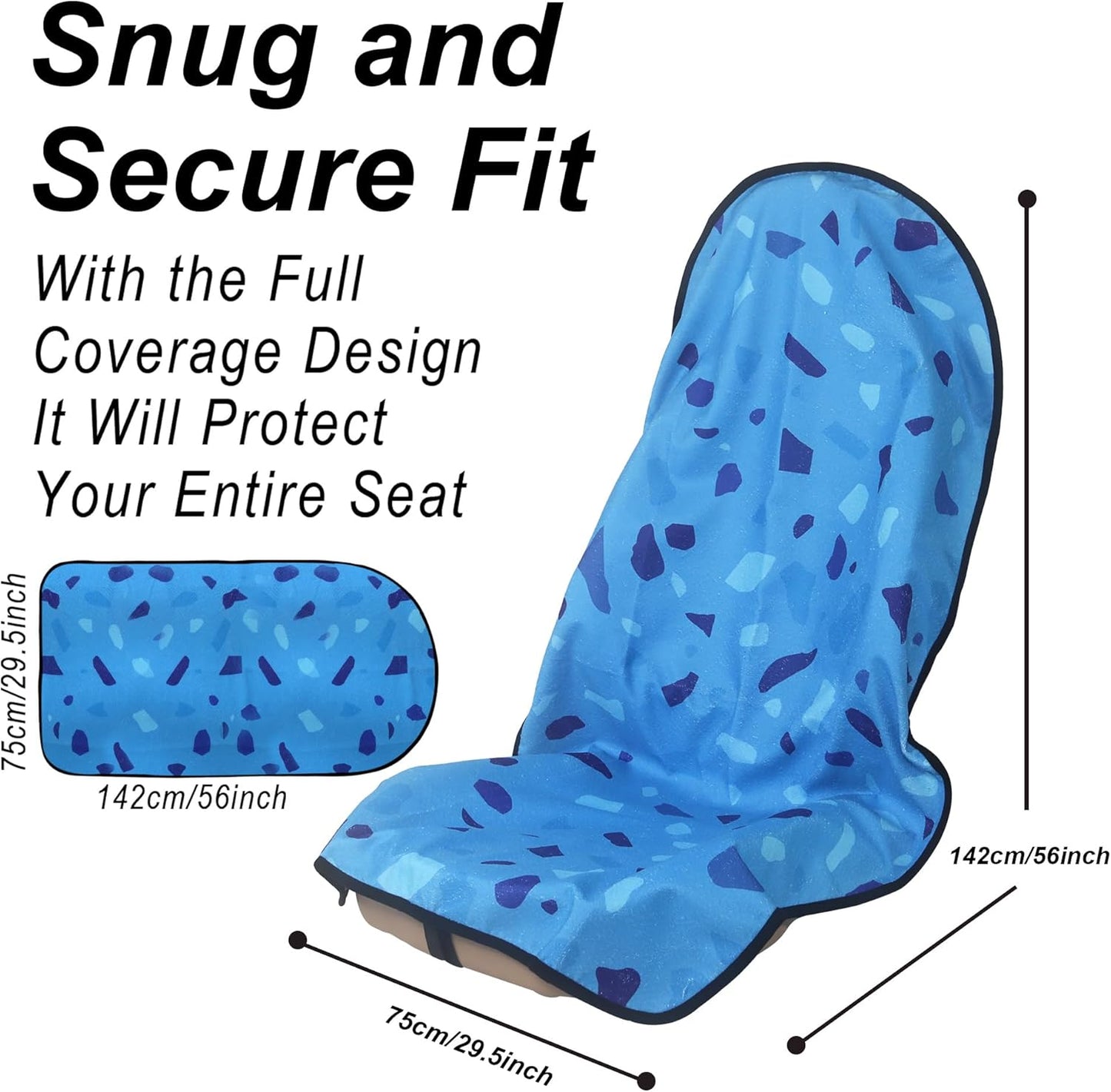 Car Seat Cover Protector Front Seats,for Gym Workout,Running,Swimming,Beach and Hiking,Waterproof Sweat Towel Bucket Seat Covers for Cars SUV Trucks (Blue Marbling, 2Pcs)