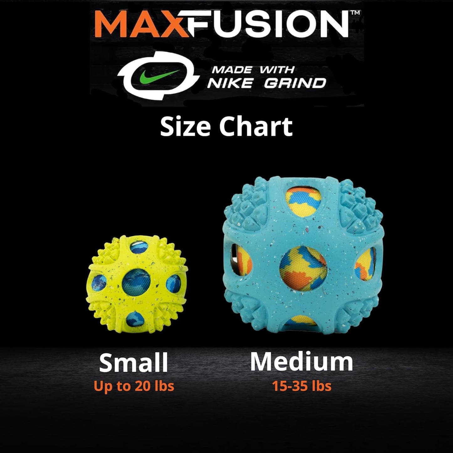 Max Fusion with Nike Grind, Arlee Meteor Dog Toy, Chew Toy for Play, Fetch, Tug, S