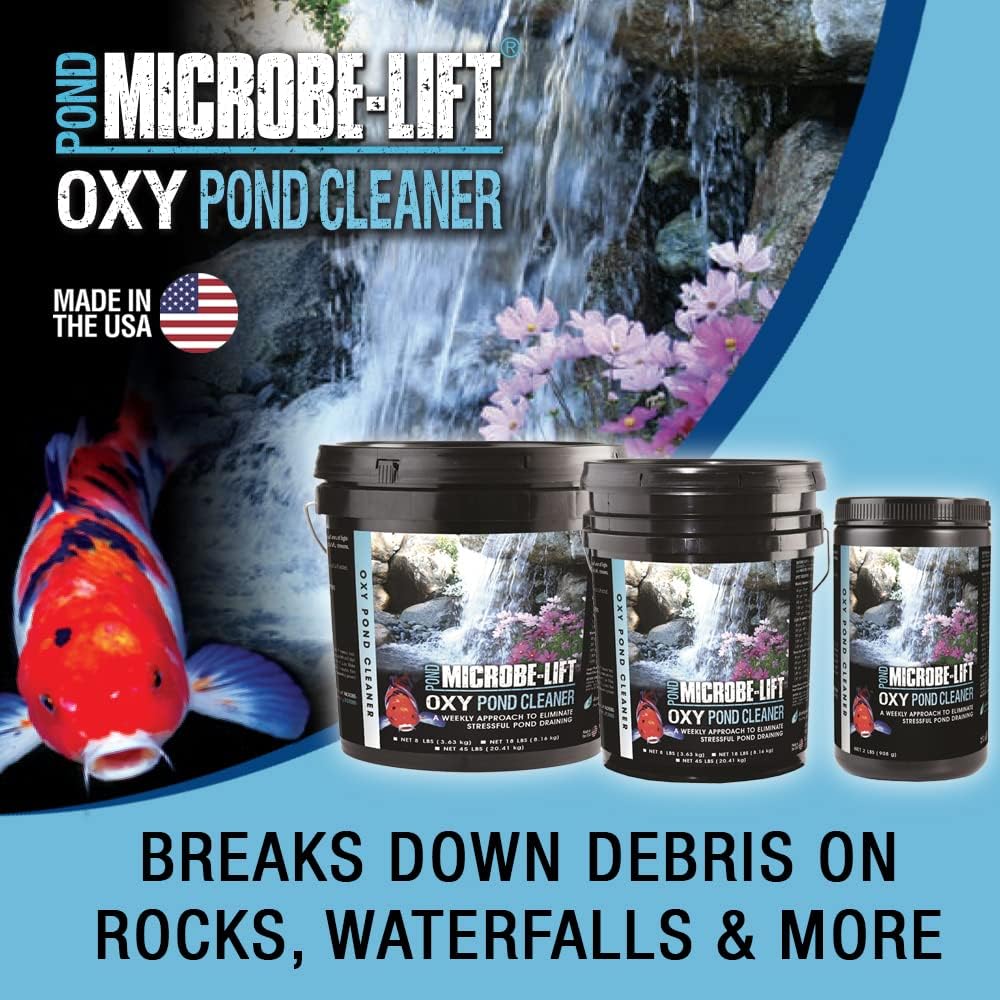 MICROBE-LIFT OPCMD Oxy Pond Cleaner Treatment for Ponds, Fountains, and Water Gardens, Deep Cleans Light to Heavy Debris on Rocks, Waterfalls, and Planters, 8 Pounds