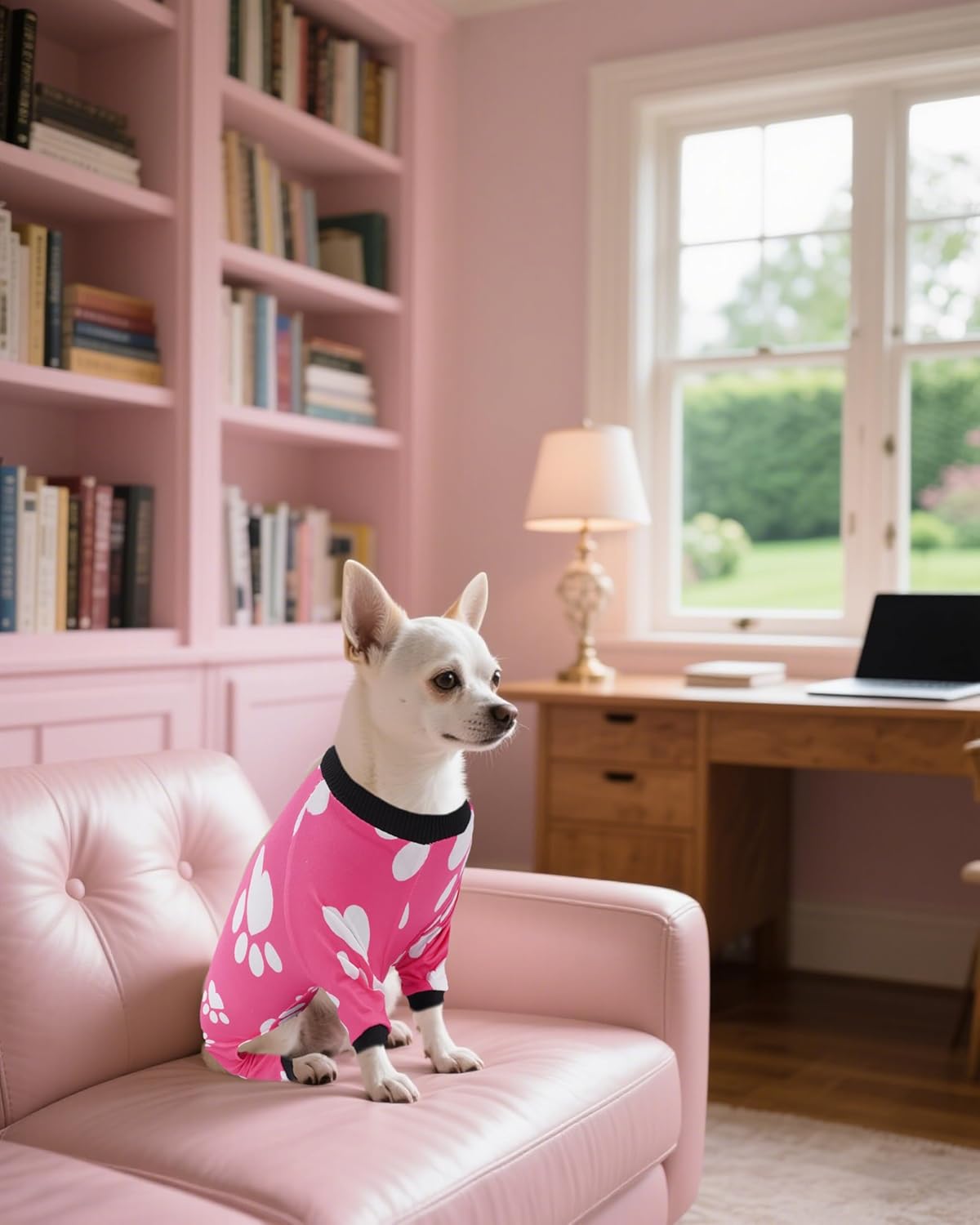 PET SHOW 4 Pack Small Dog Pajamas Girl Doggies Soft Stretchy PJs Paw Floral Puppy Cats Doughnut Ice Cream Onesies Outfits with Sleeve Pets Breathable Summer Clothes Costume S