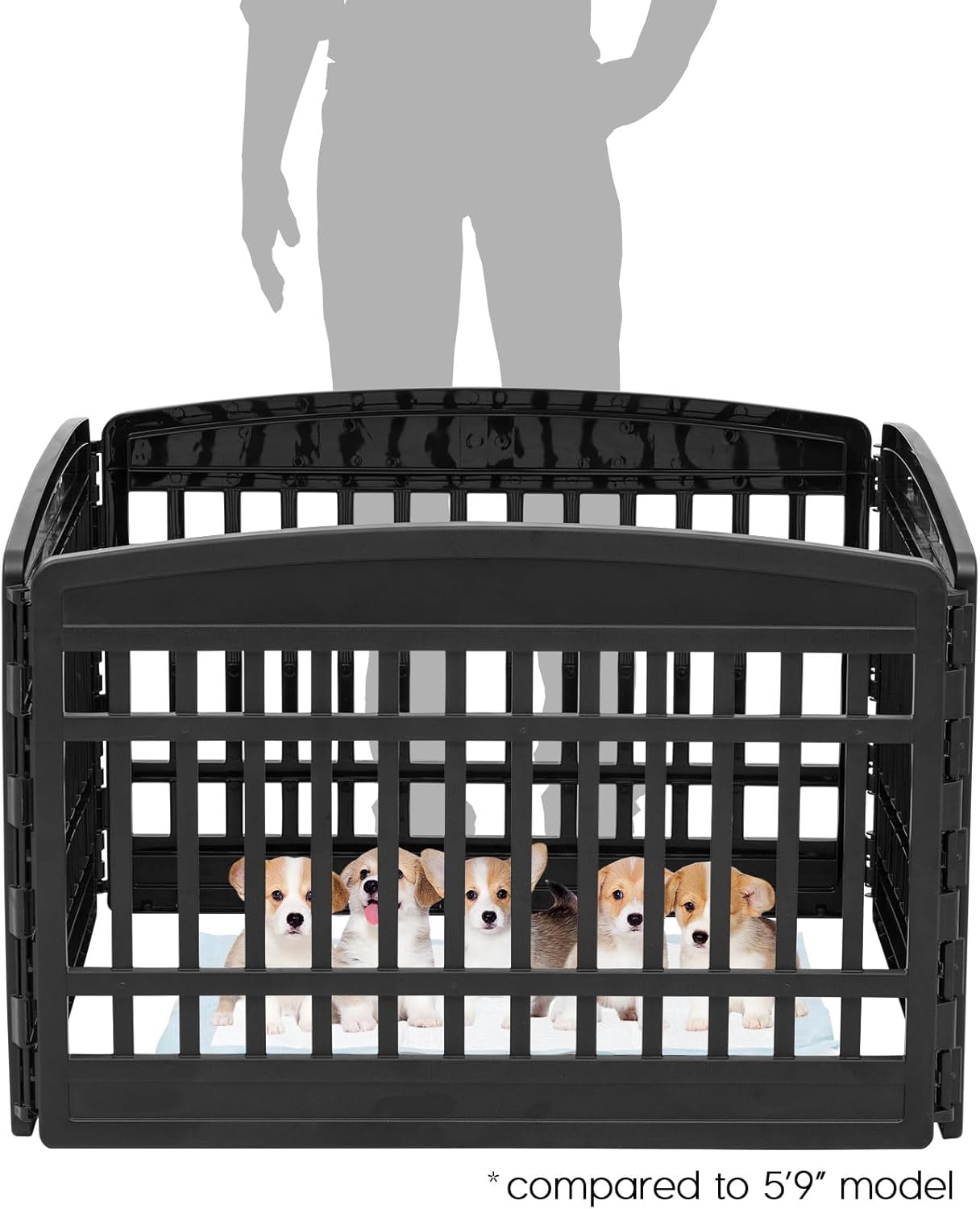 IRIS USA 24" 4-Panel Puppy Playpen, 35 x 35 x 24, Dog Playpen, Dog Play Pen Indoors, Pet Fence, Puppies/Small Dogs, Black