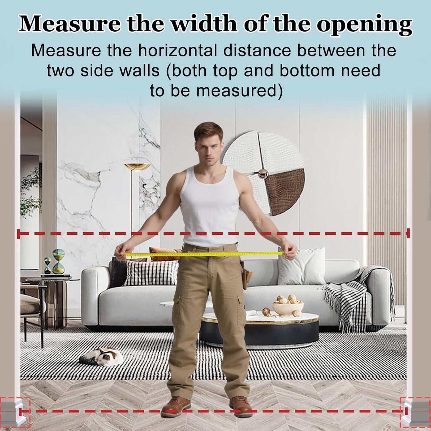 WAOWAO Triple Lock Baby Gate Extra Wide 72.04-76.77" Pressure Mounted Walk Through Swing Auto Close Safety White Metal Dog Pet Puppy for Stairs,Doorways,Kitchen