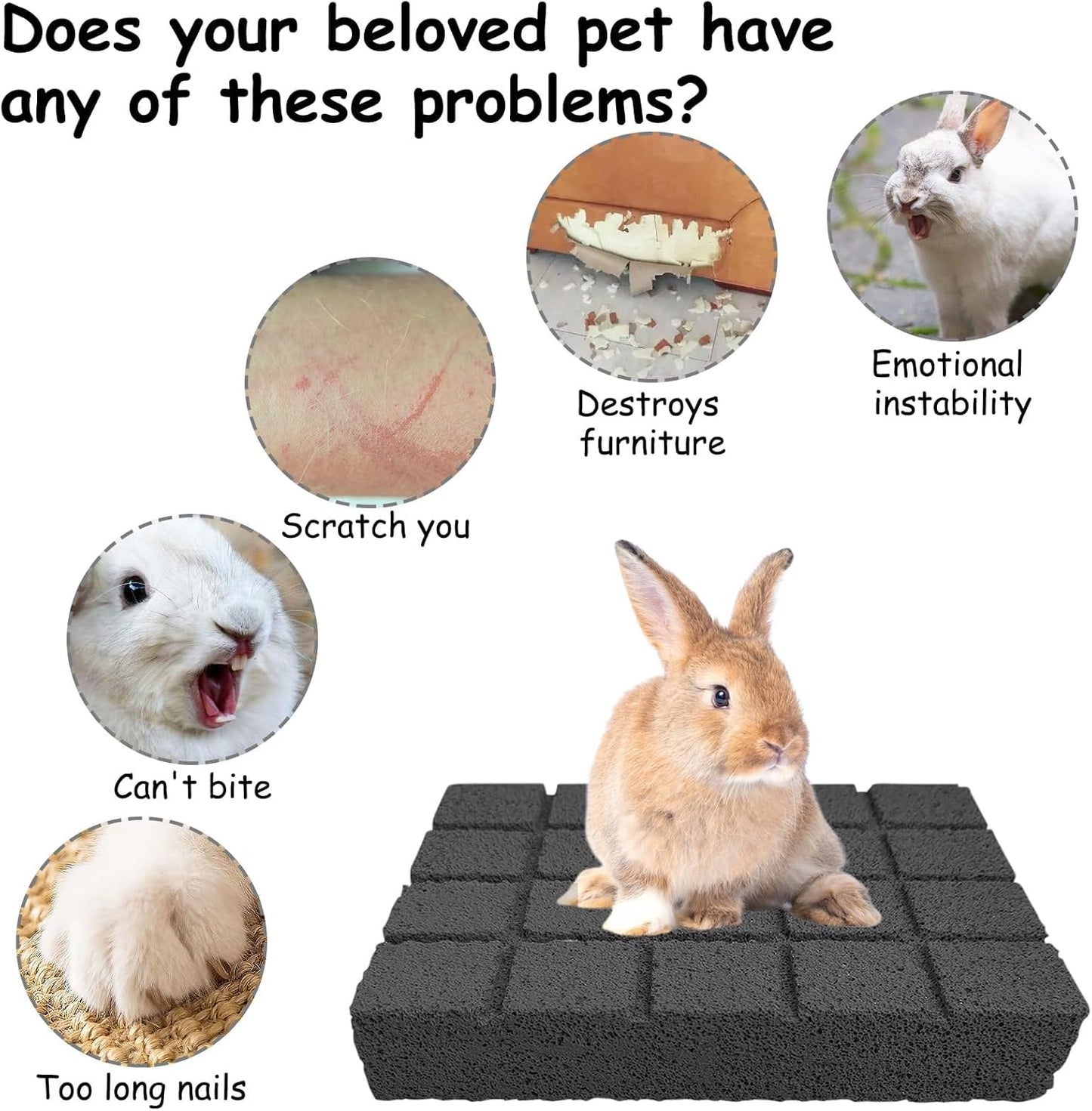 Hamiledyi 8PCS Rabbit Scratching Pads Bunny Lava Grinding Claw Pads Small Animal Foot Pads Hamster Scratch Board Chew Toys for Gerbil Chinchilla Hedgehog Guinea Pig Cage Accessories