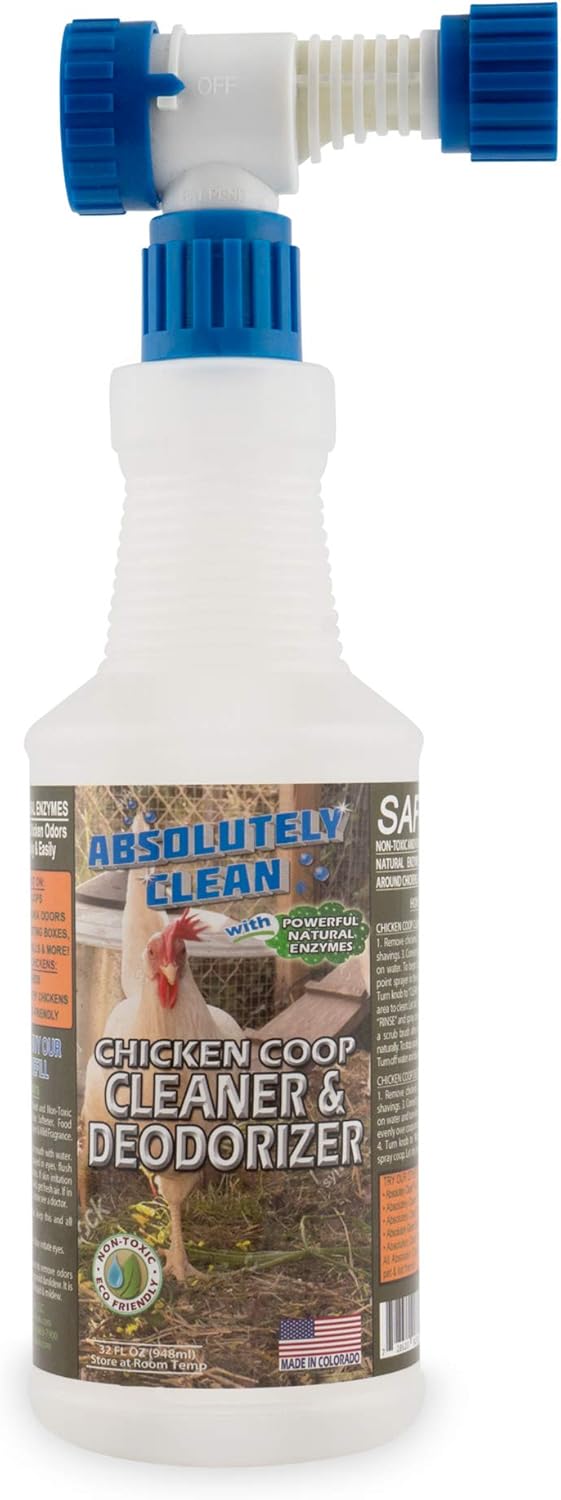 Absolutely Clean Chicken Coop Cleaner and Deodorizer, Veterinarian Approved, Powerful, Natural Enzyme Cleaner Safely Eliminate Tough Messes and Odors, Made in Colorado