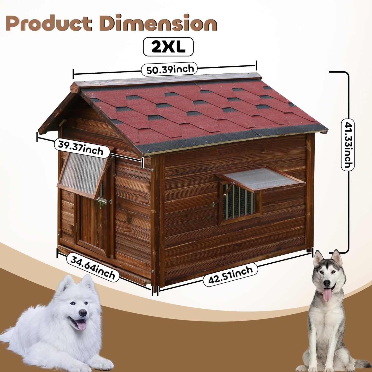 Large Dog House Outdoor,Weatherproof Big Dog Kennel with Removable Floor&Roof,insulate Warm Dog House Outside, XXL Pet Houses, 2XL-42.51''(D) X34.64''(W) X41.33''(H)